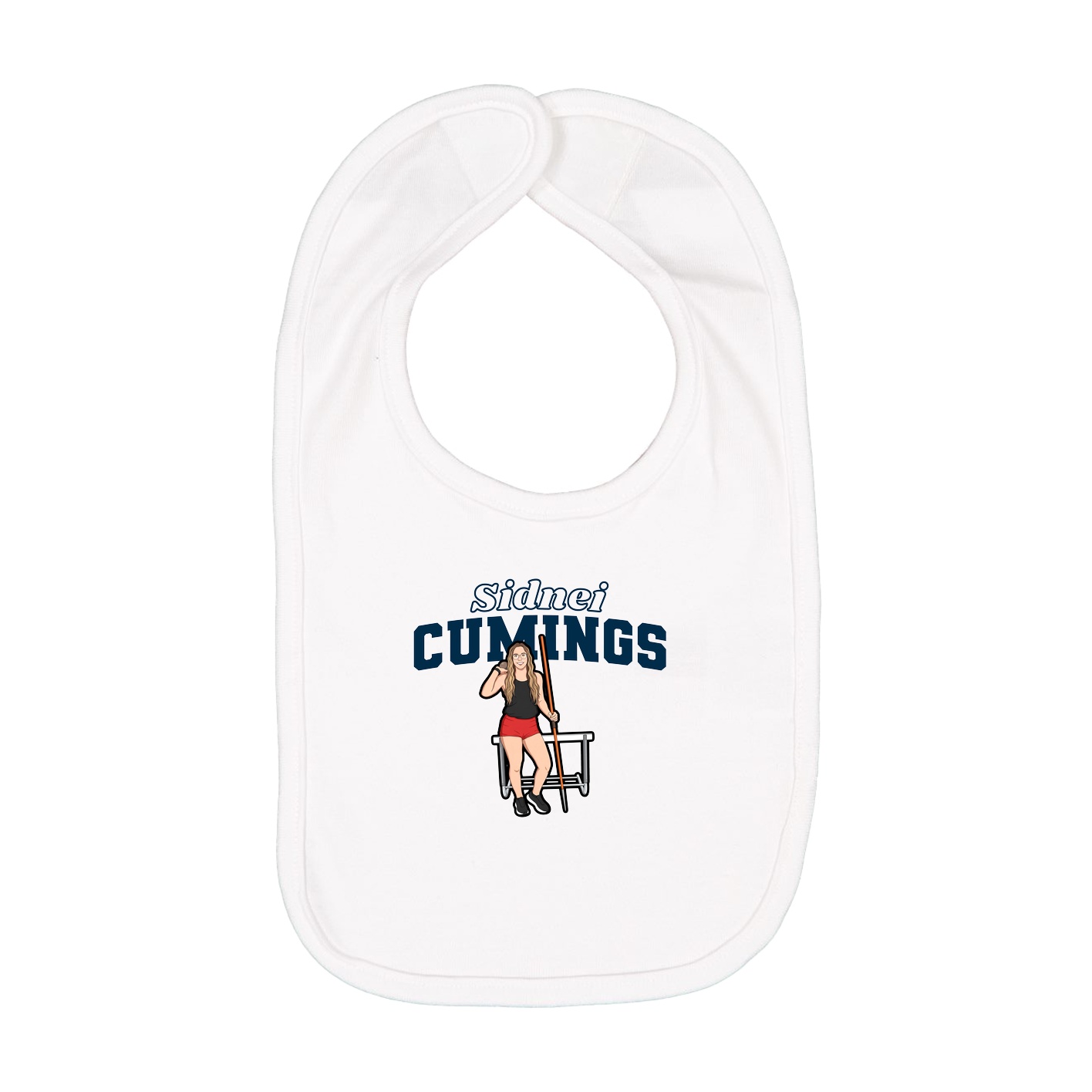 Infant Bib — Name Arch in White