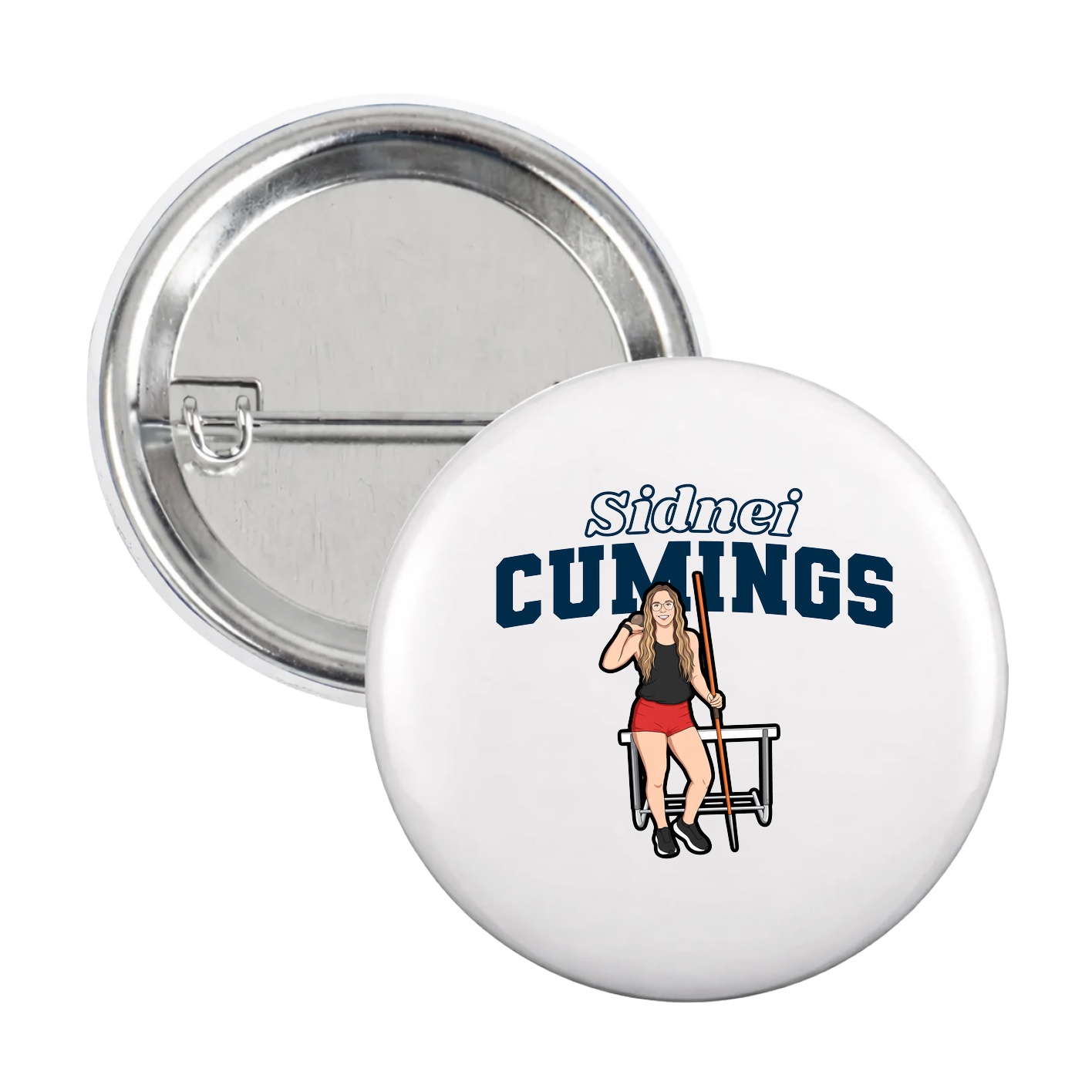 Game Day Button — Name Arch in White