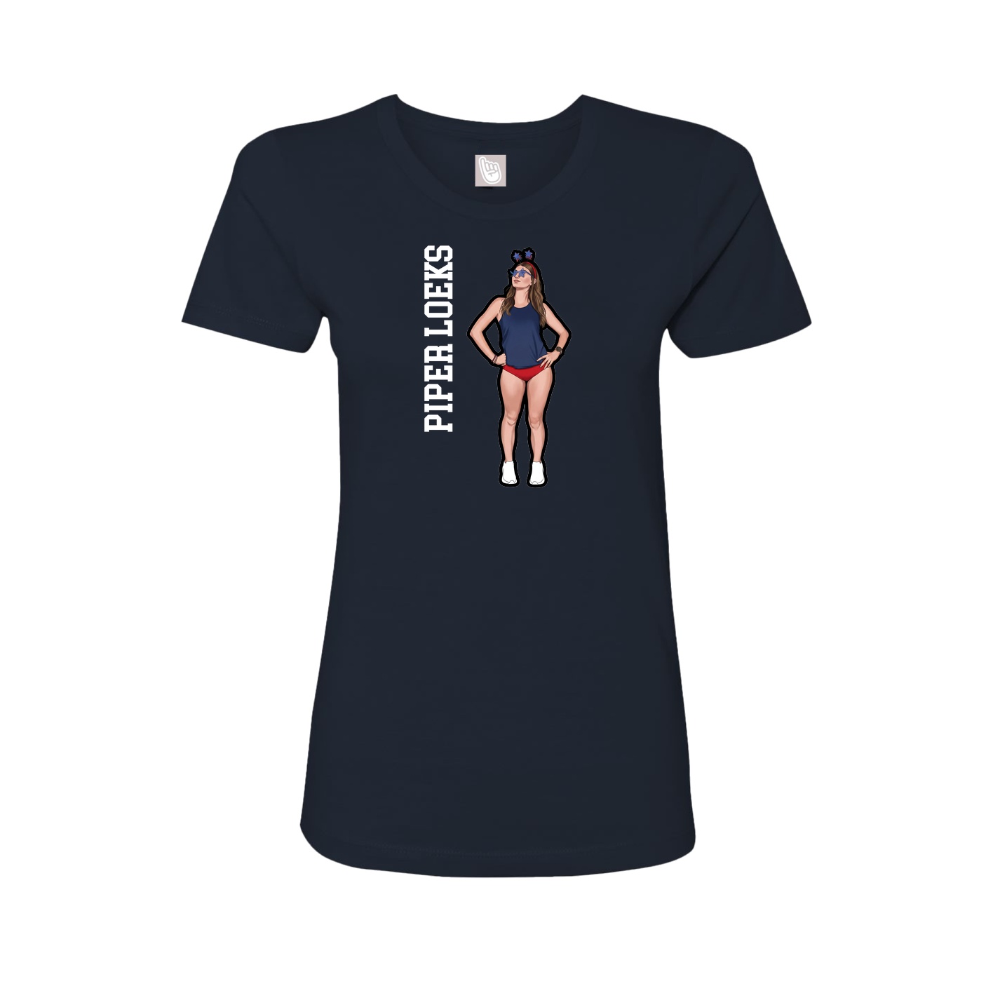Fitted Women's Tee — Name Vertical in Navy