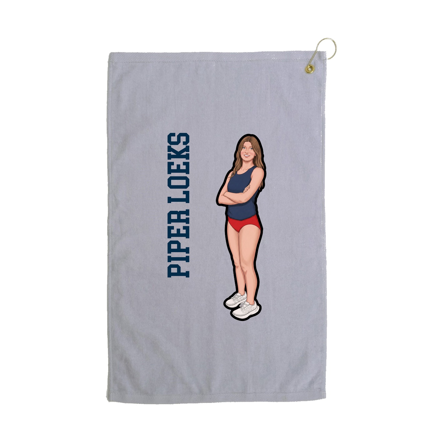 Golf Towel — Name Vertical in Grey