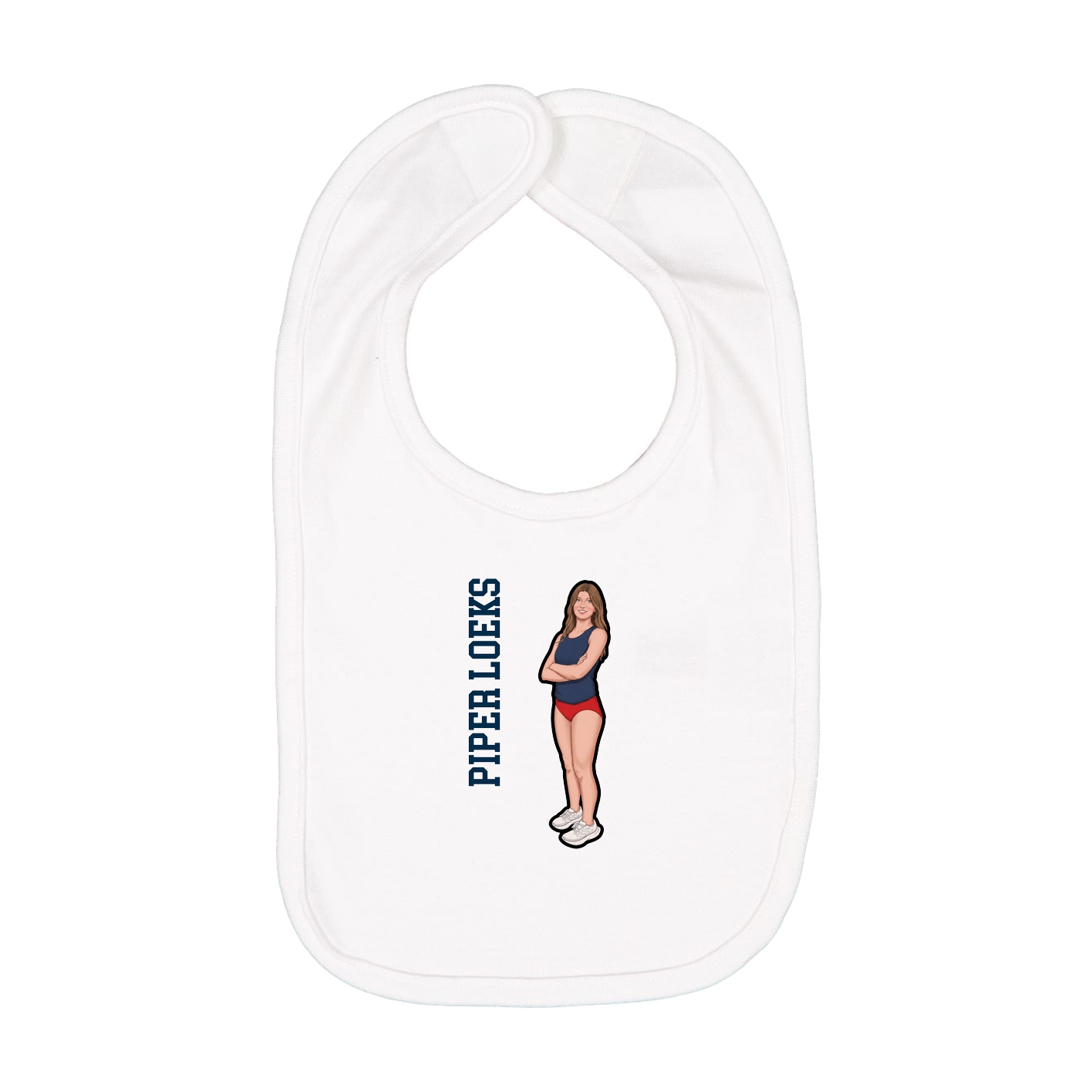 Infant Bib — Name Vertical in White