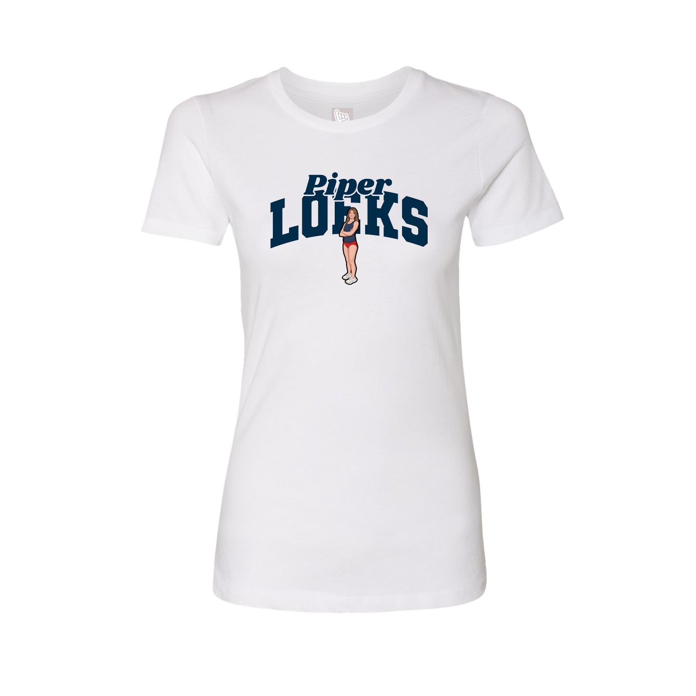 Fitted Women's Tee — Signature Arch in White