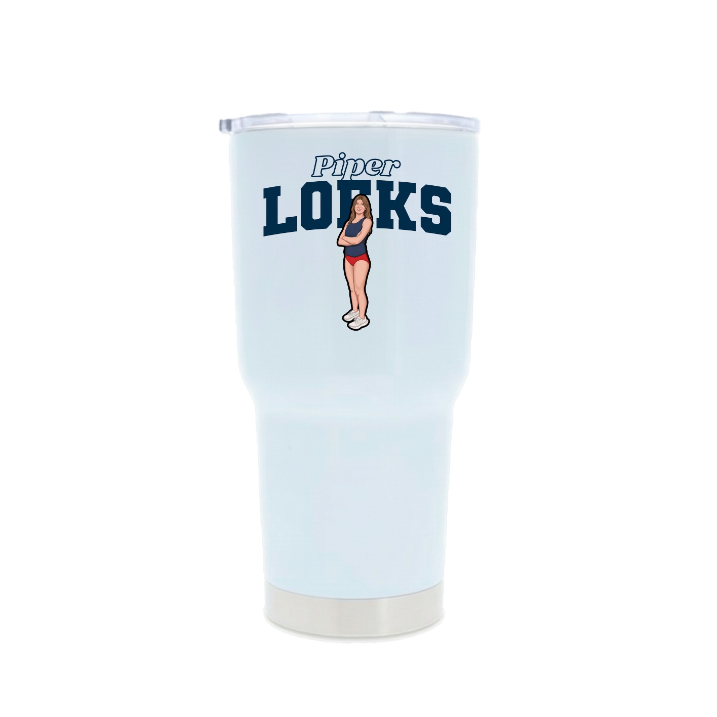 30oz Stainless Steel Tumbler — Name Arch in White