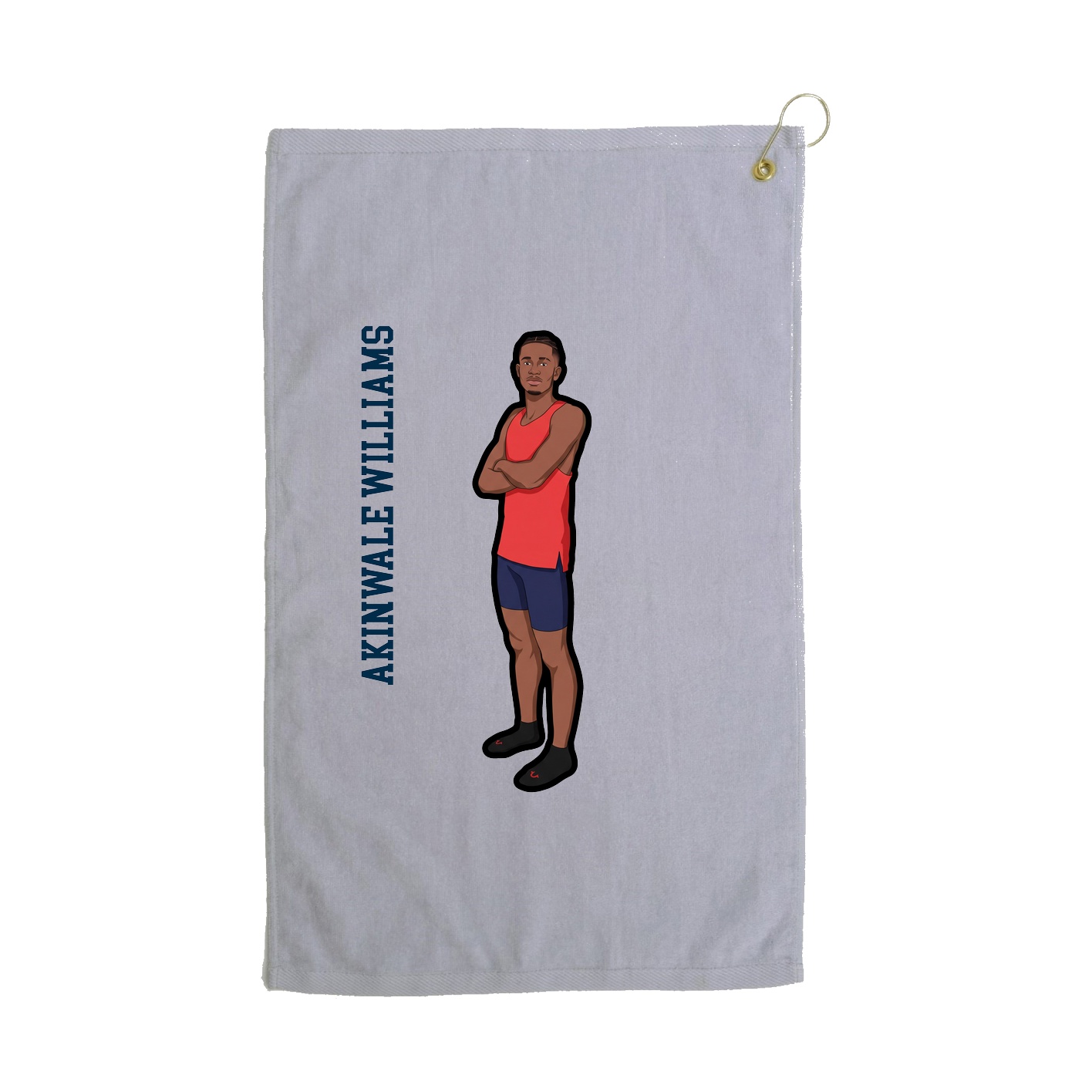 Golf Towel — Name Vertical in Grey