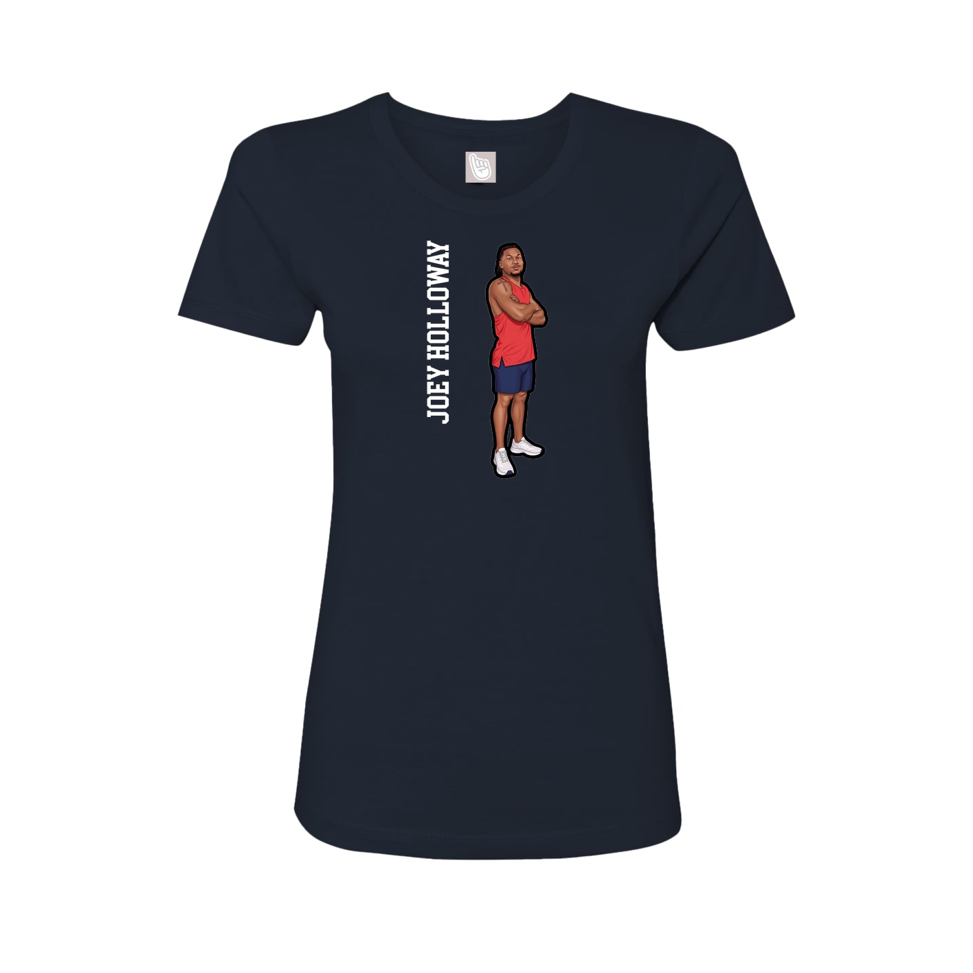 Fitted Women's Tee — Name Vertical in Navy