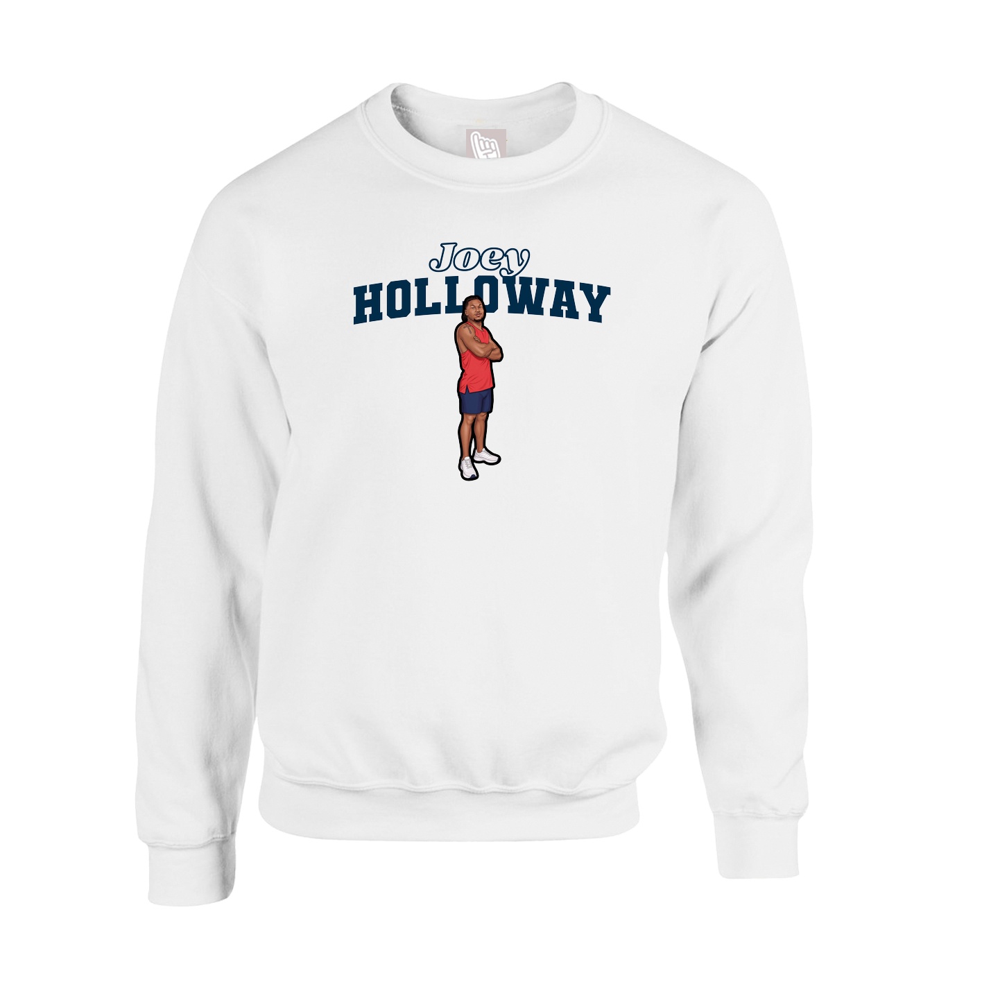 Fleece Crew — Name Arch in White