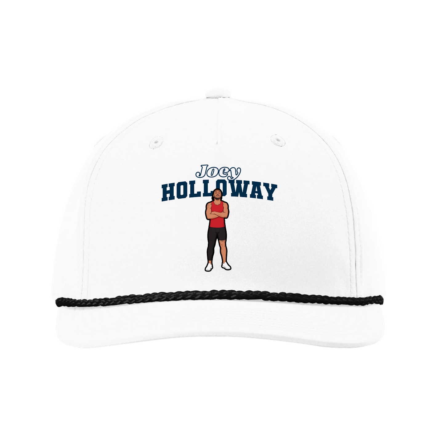 Five-Panel Classic Rope Cap — Name Arch in White