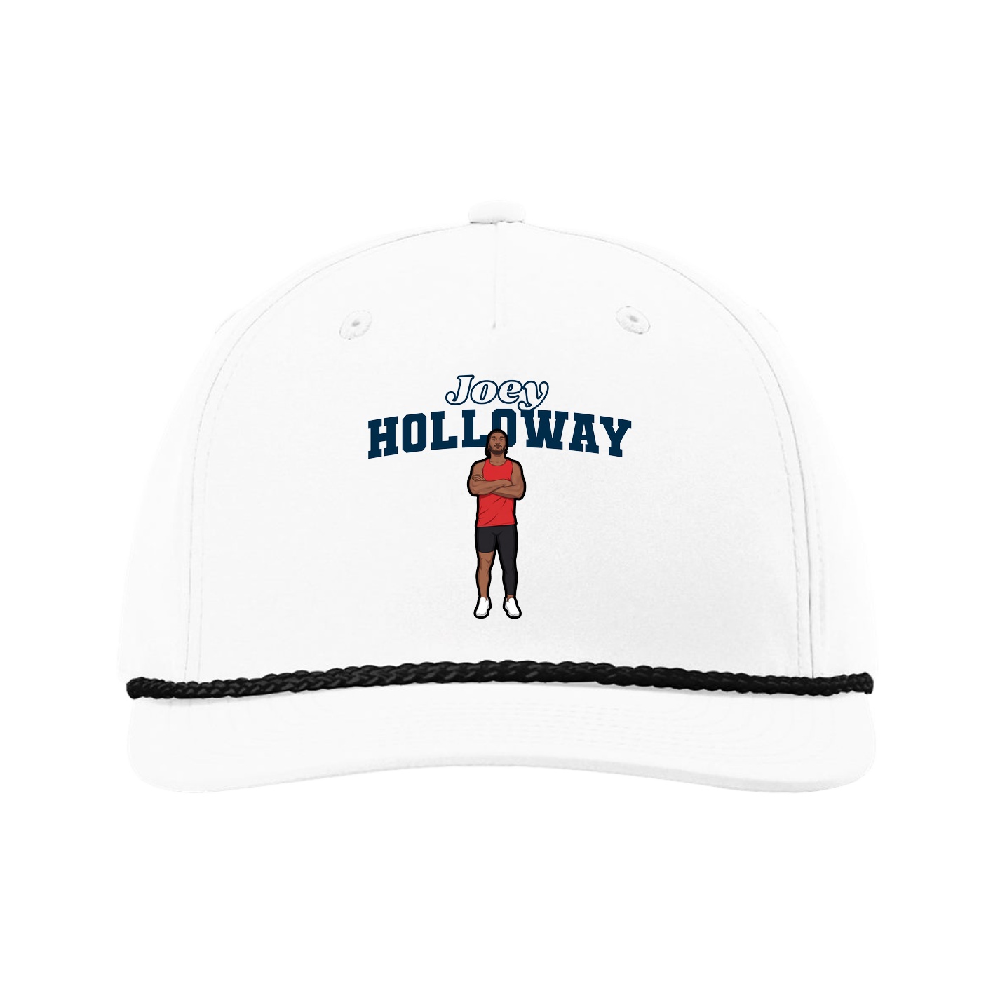 Five-Panel Classic Rope Cap — Name Arch in White