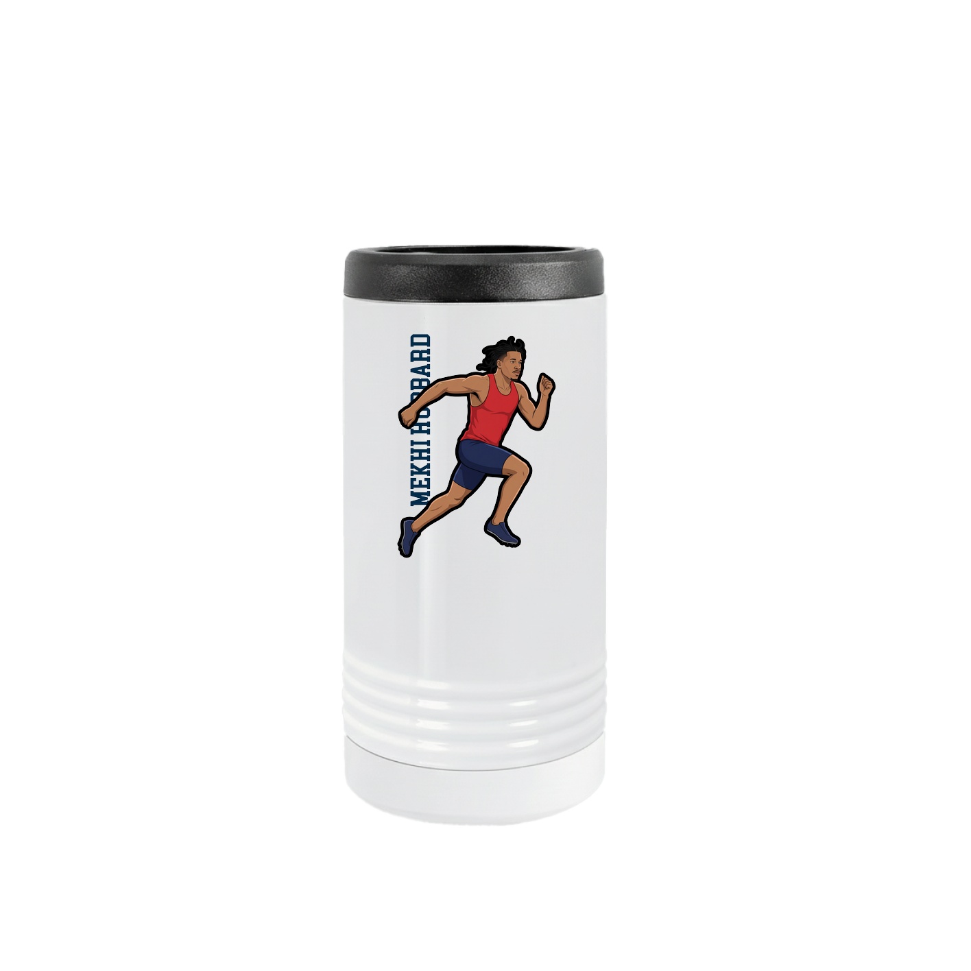 Slim Beverage Holder — Name Vertical in White