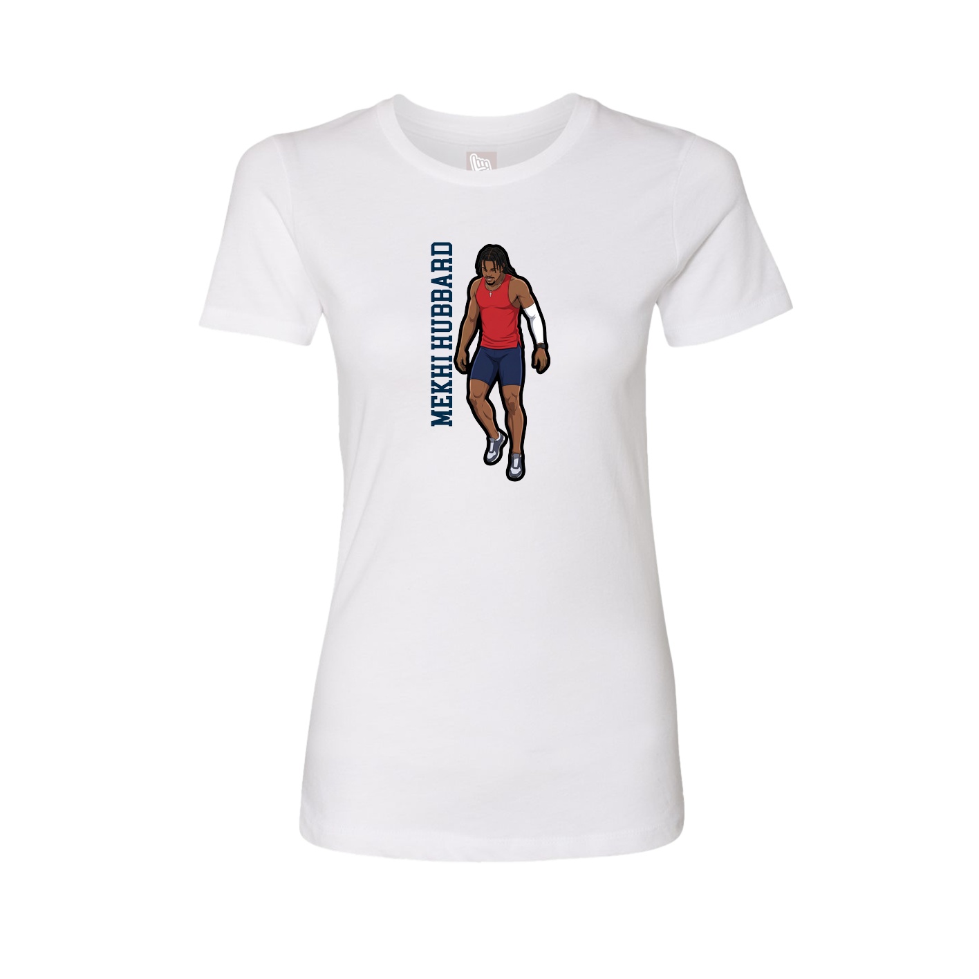 Fitted Women's Tee — Name Vertical in White
