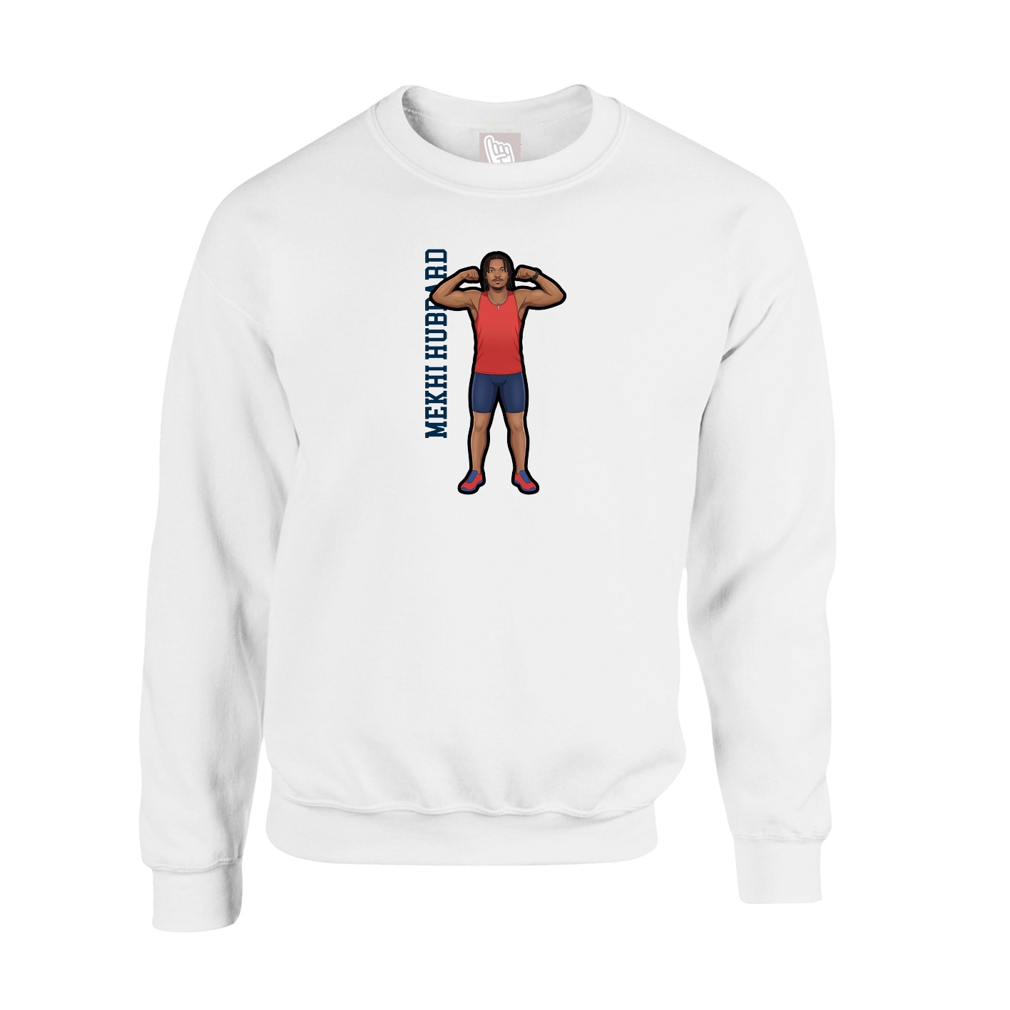 Fleece Crew — Name Vertical in White