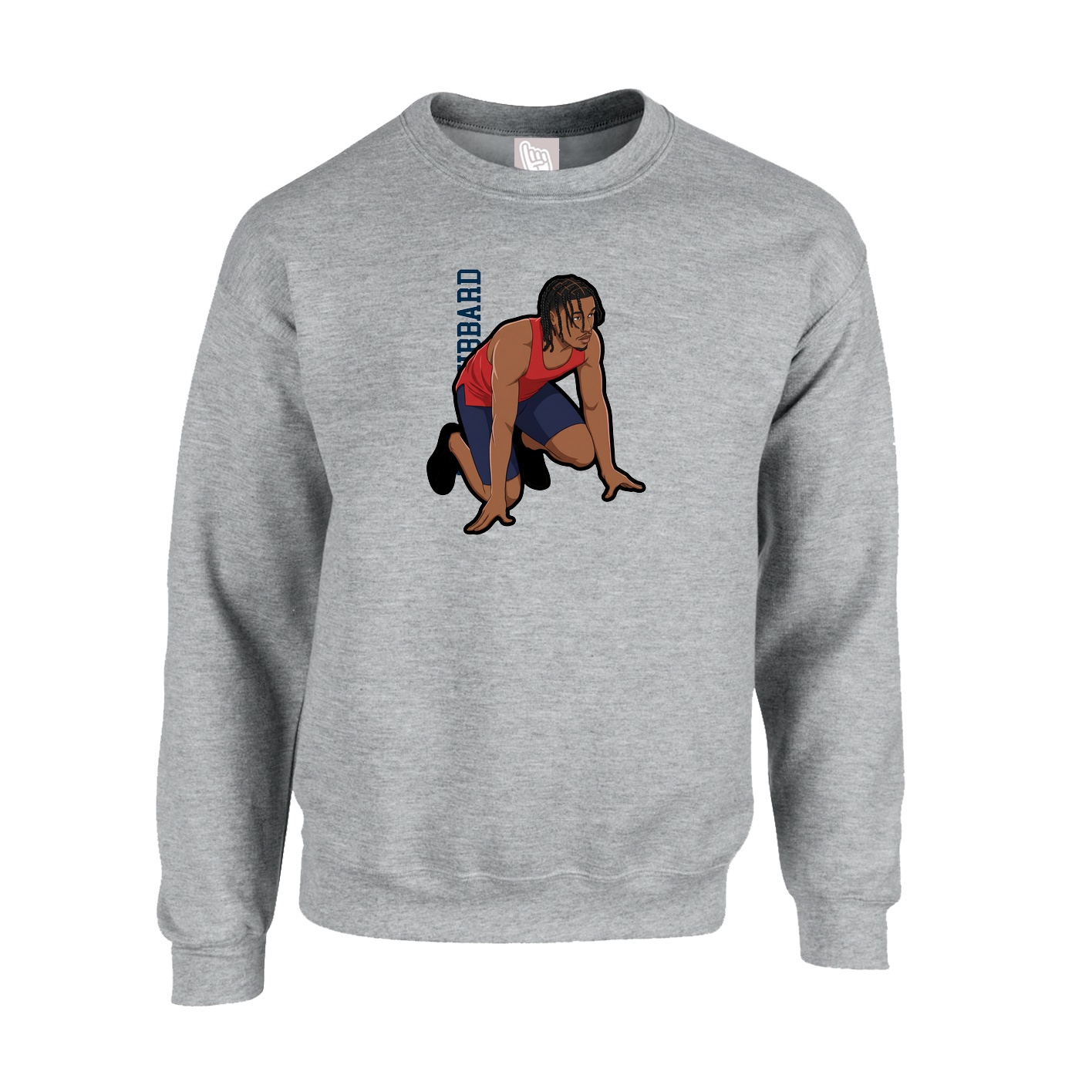 Fleece Crew — Name Vertical in Grey