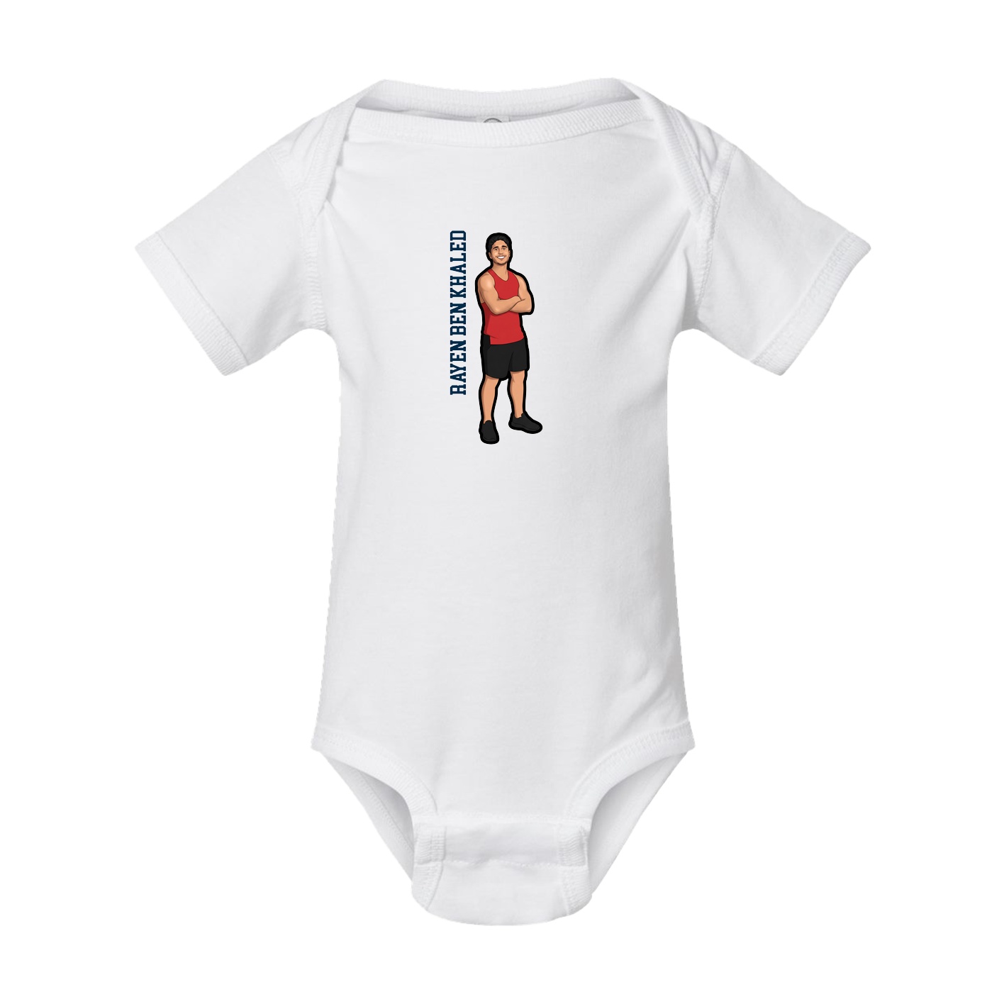 Baby Onesie — Name Vertical in White