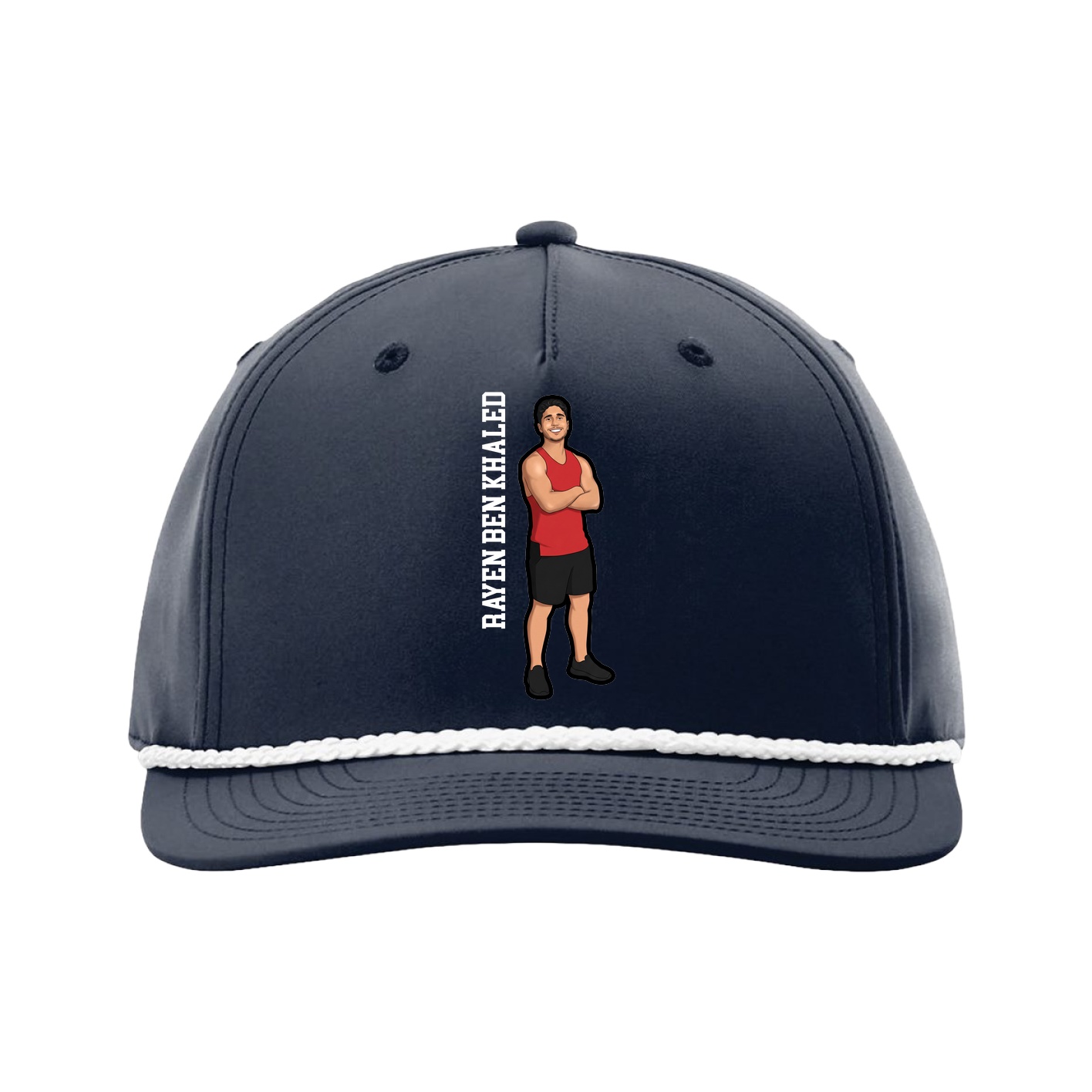 Five-Panel Classic Rope Cap — Name Vertical in Navy