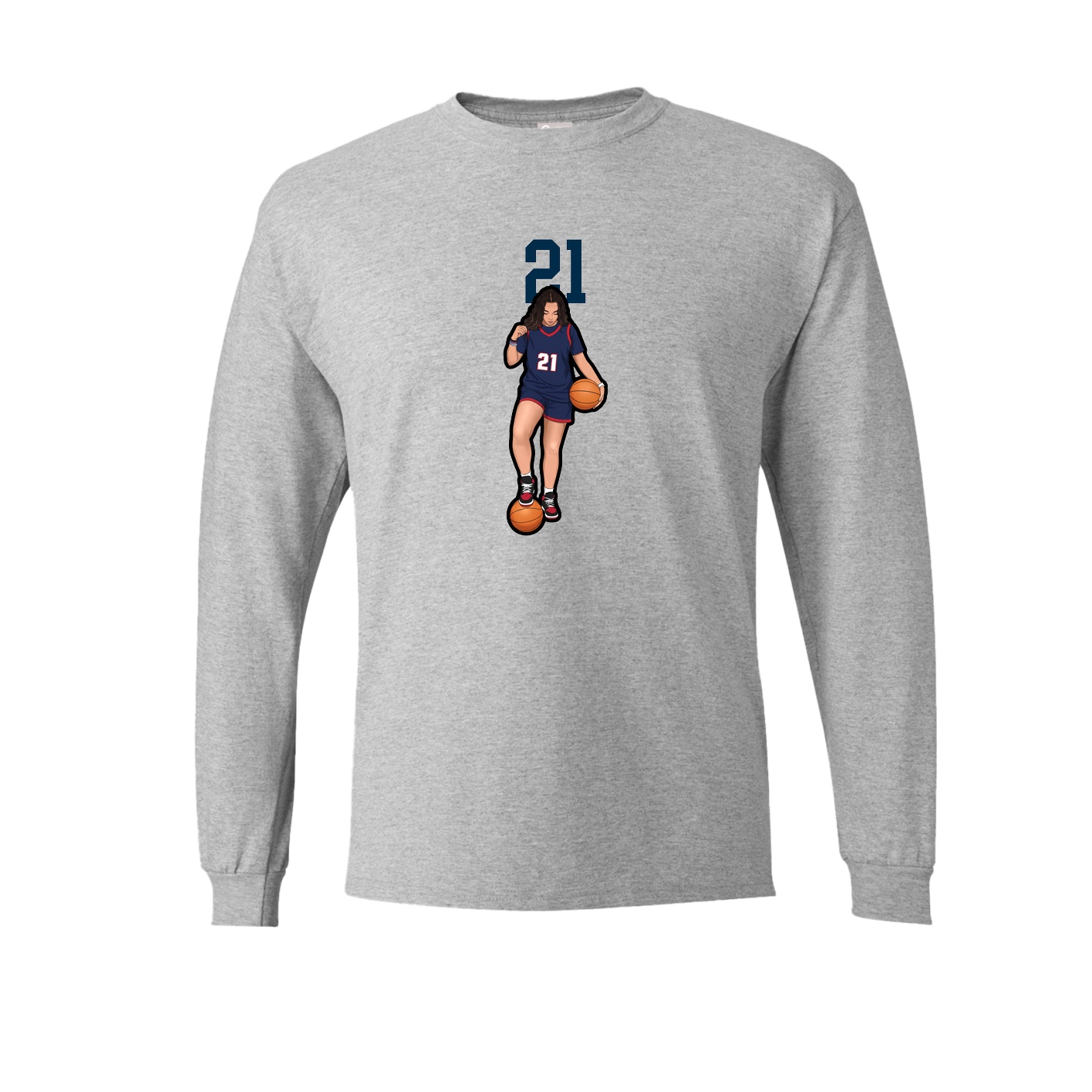 Long Sleeve Tee — Number Top in Grey