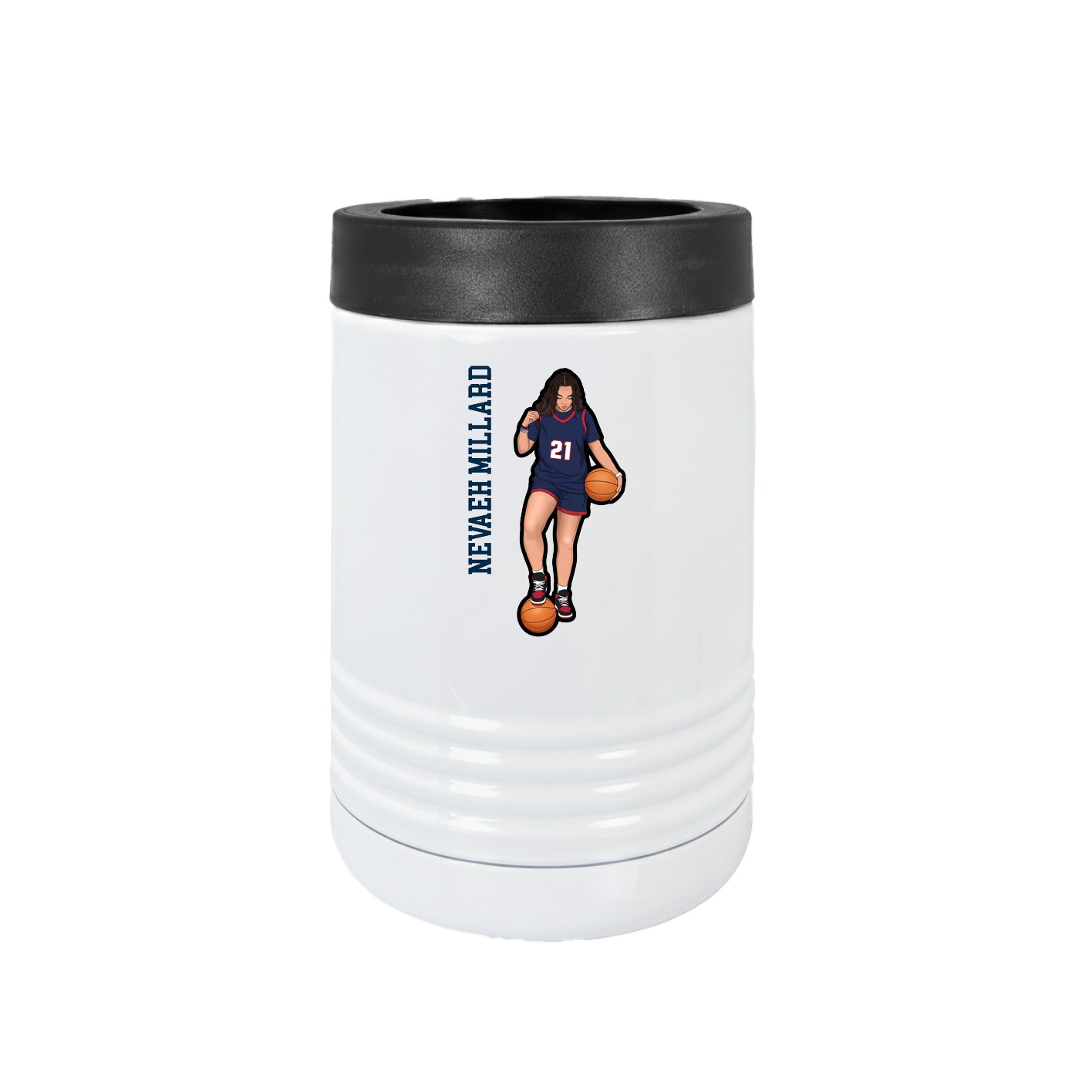 Beverage Holder — Name Vertical in White
