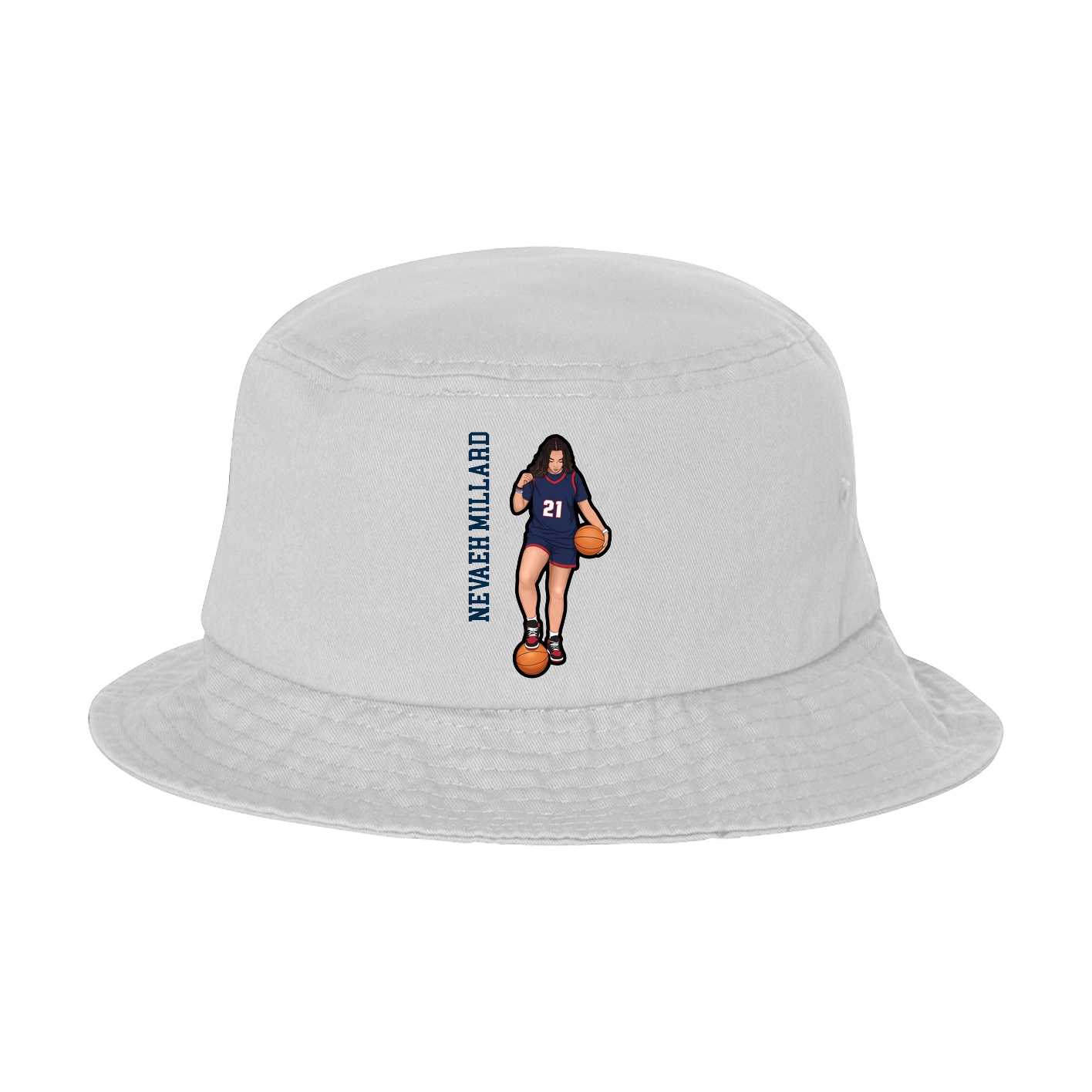 Bucket Cap — Name Vertical in White