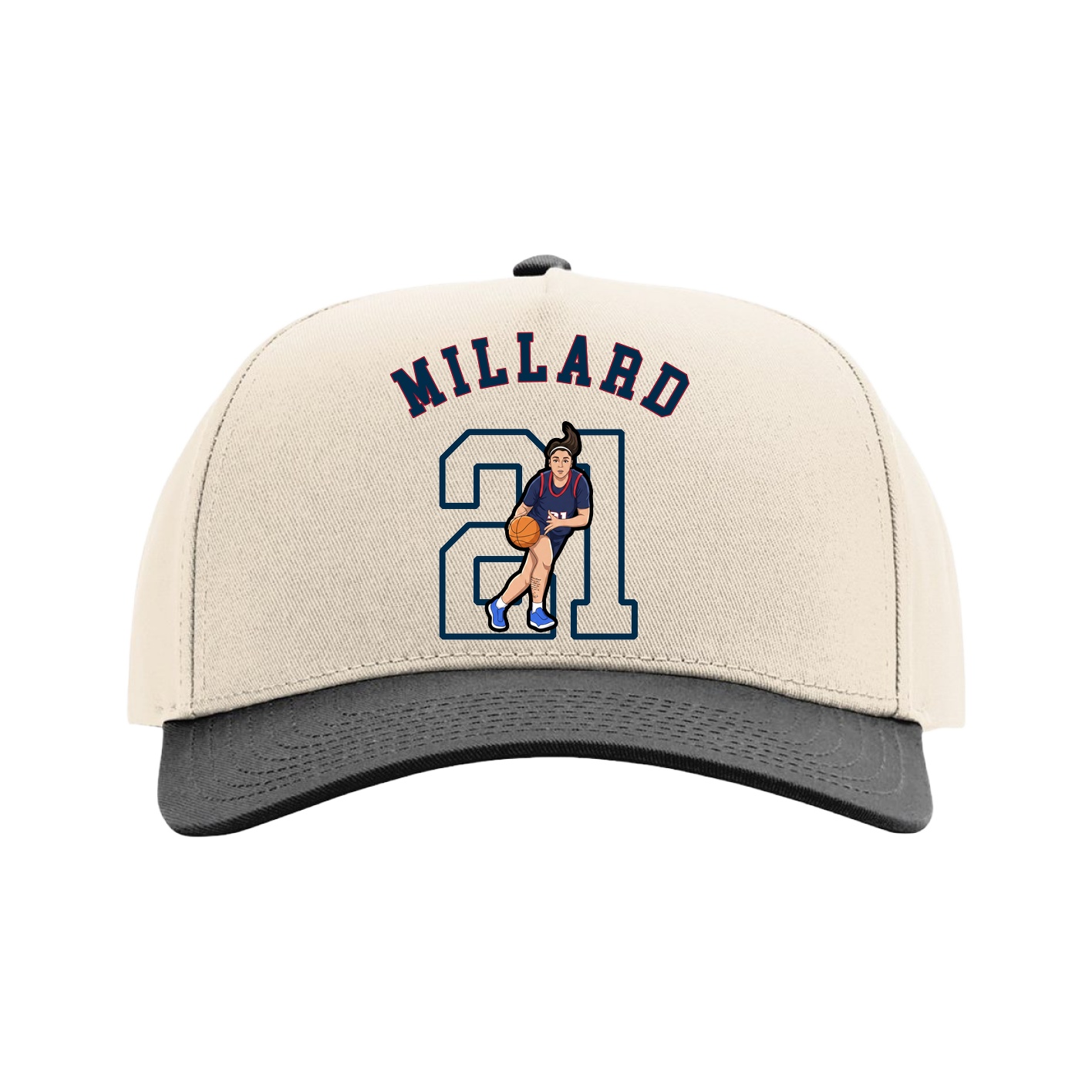 Full Fabric Five-Panel Champ Cap — Shirsey Arch in Cream/Black