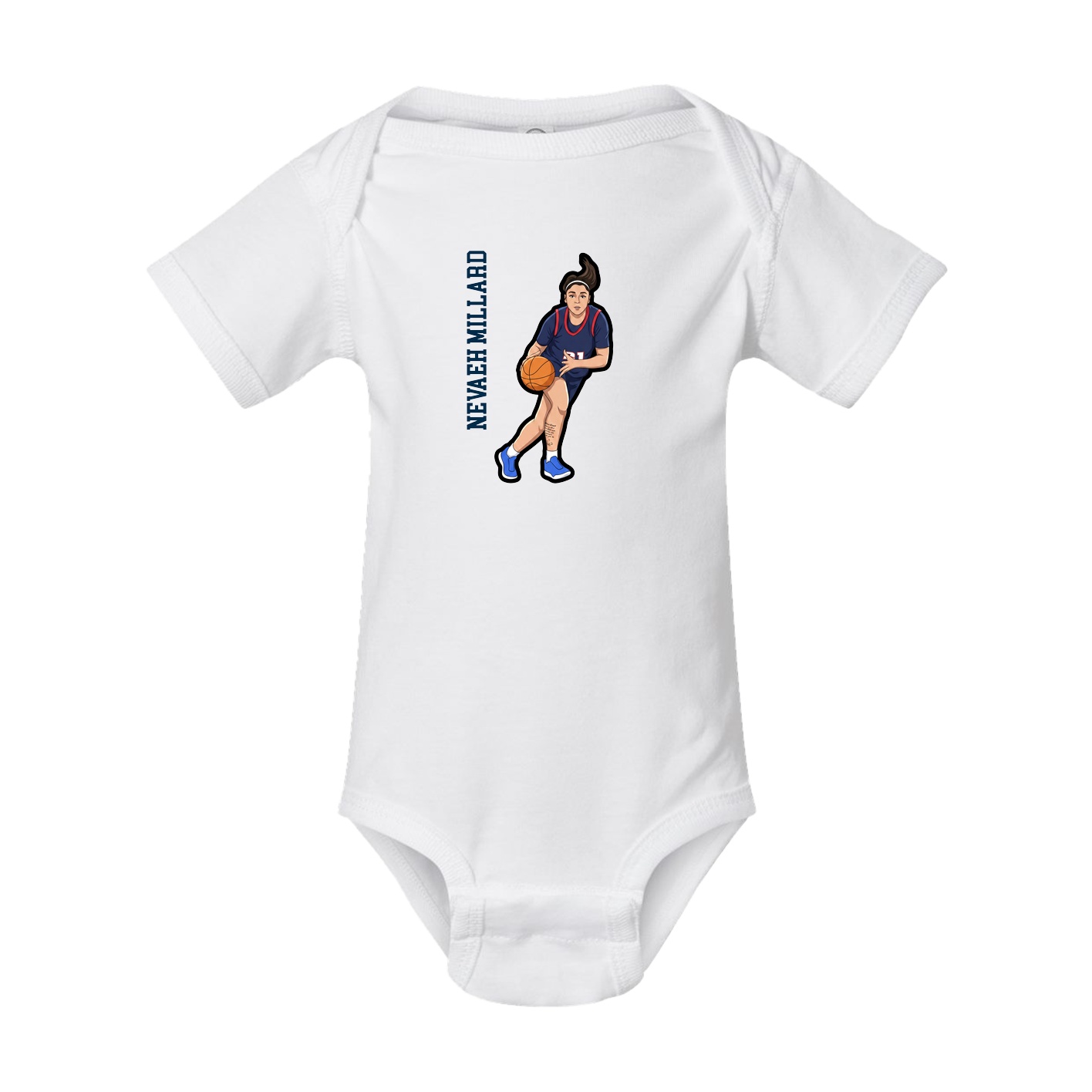 Baby Onesie — Name Vertical in White