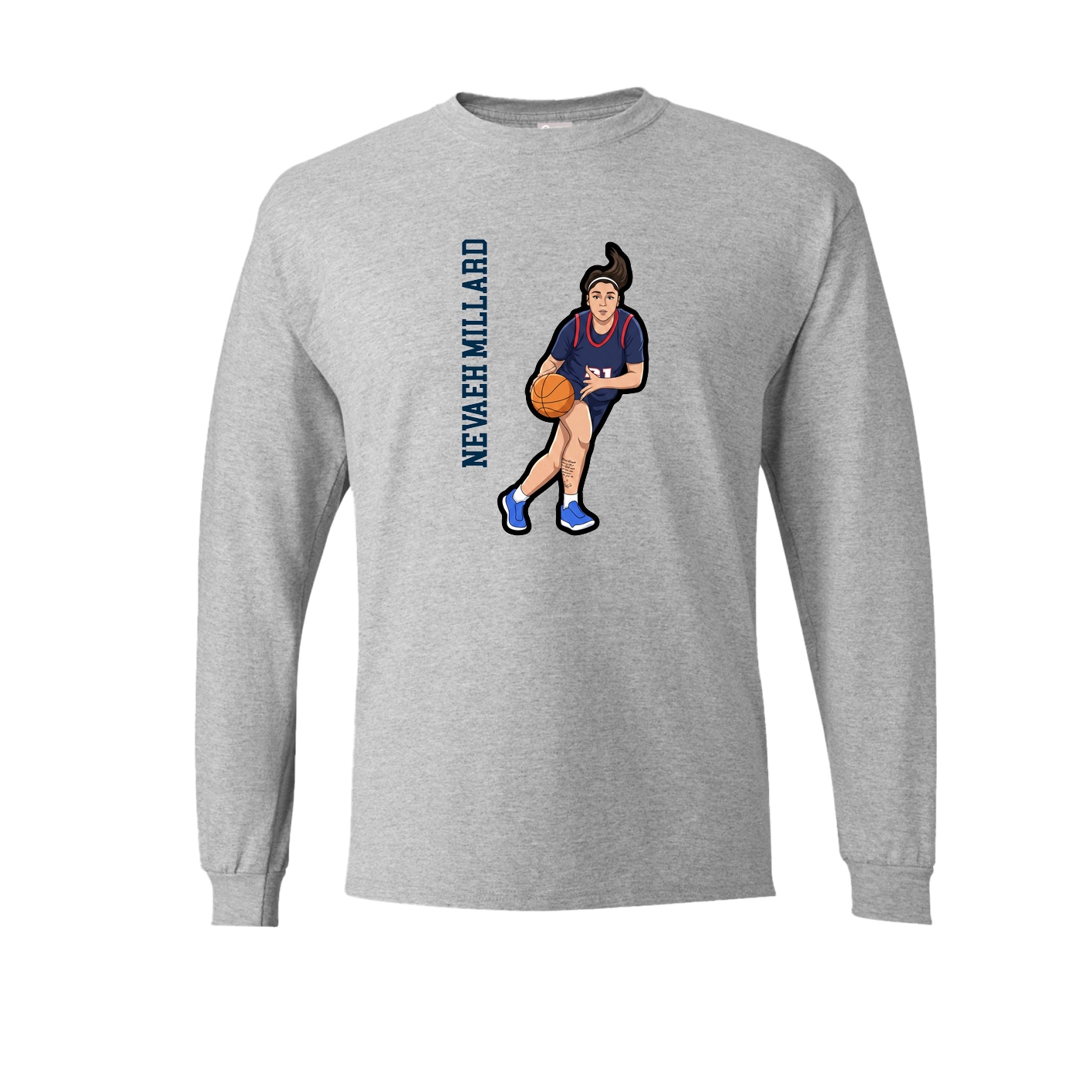 Long Sleeve Tee — Name Vertical in Grey