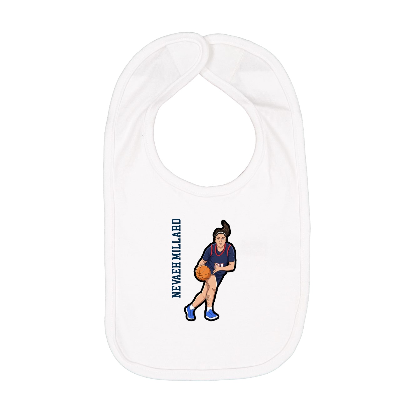 Infant Bib — Name Vertical in White