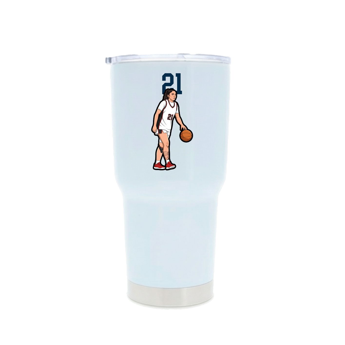 30oz Stainless Steel Tumbler — Number Top in White