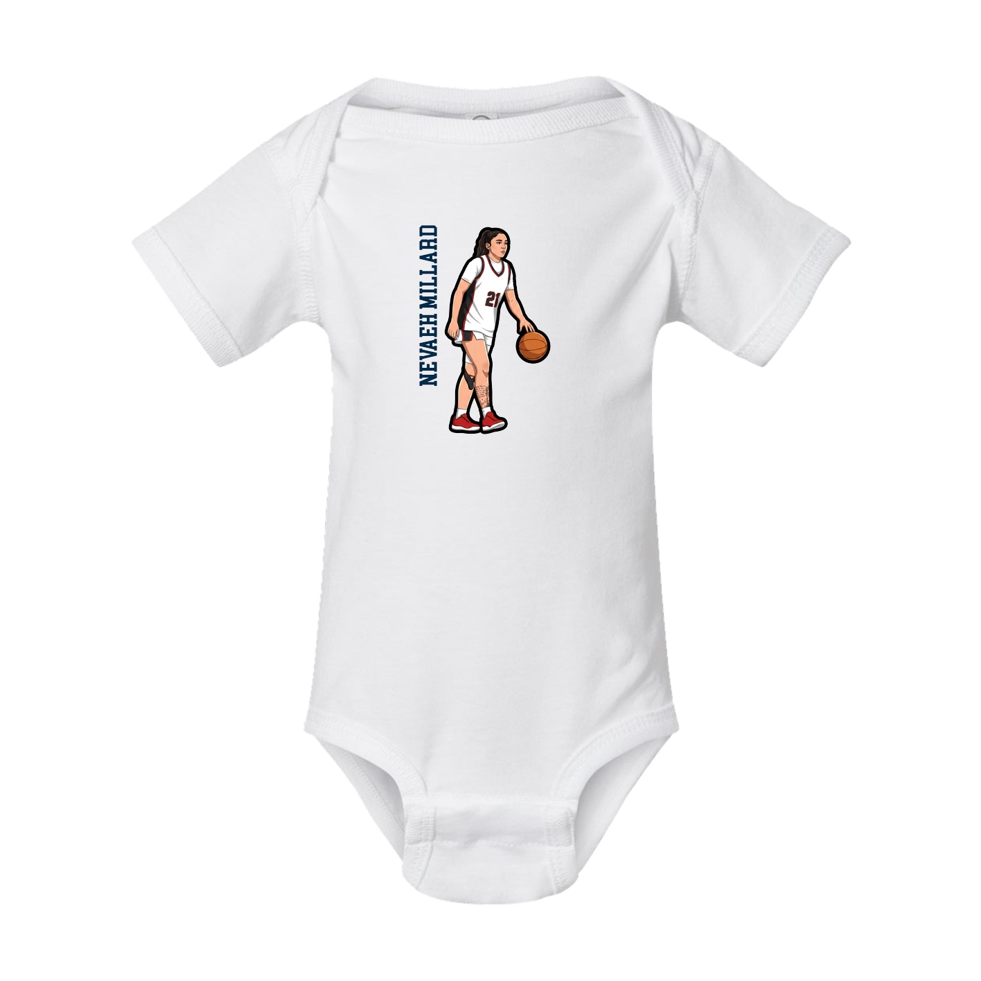 Baby Onesie — Name Vertical in White