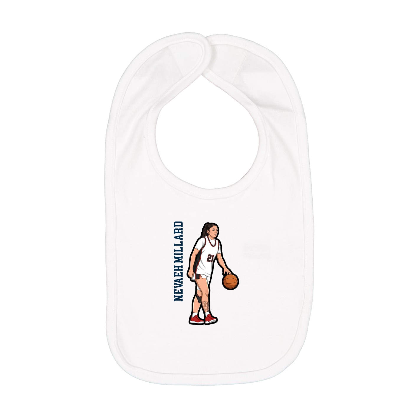 Infant Bib — Name Vertical in White