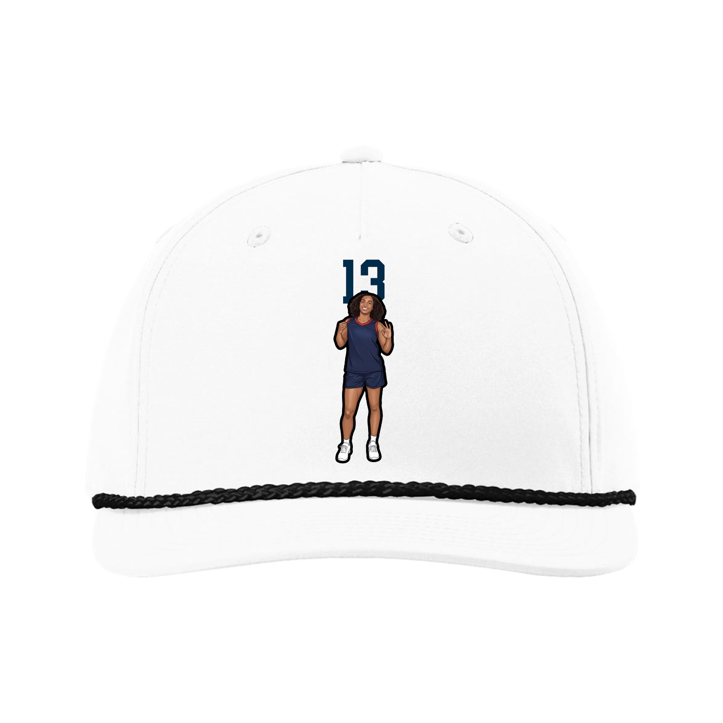 Five-Panel Classic Rope Cap — Number Top in White