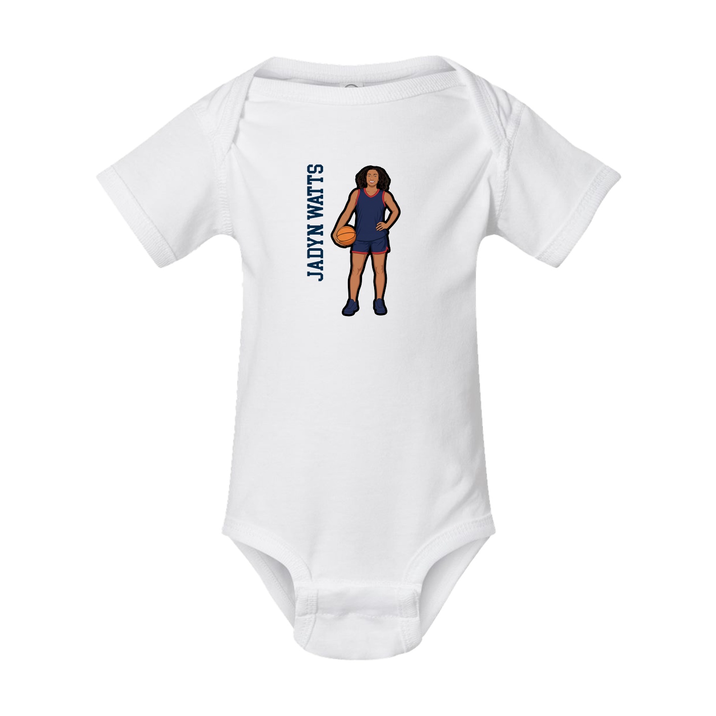 Baby Onesie — Name Vertical in White