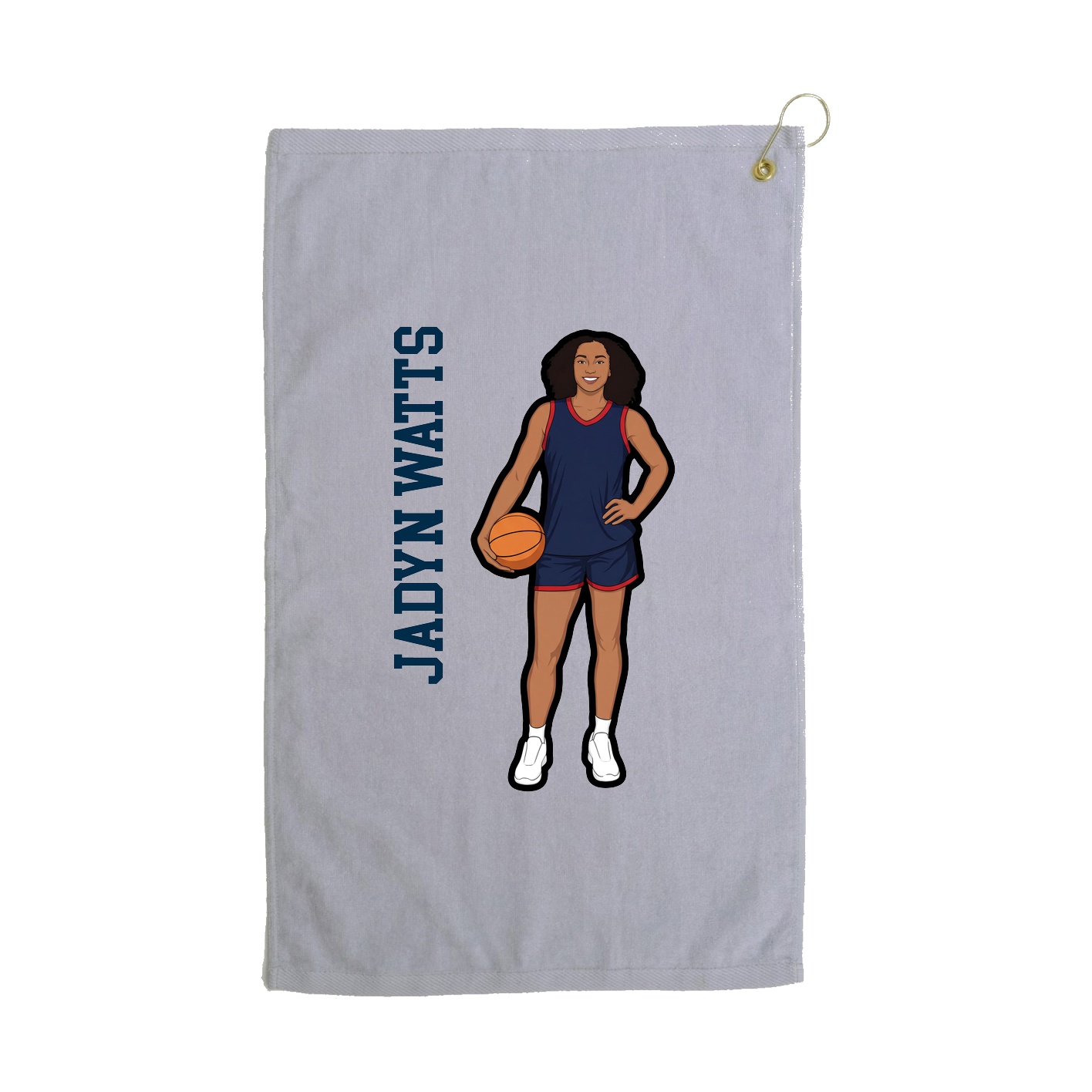 Golf Towel — Name Vertical in Grey