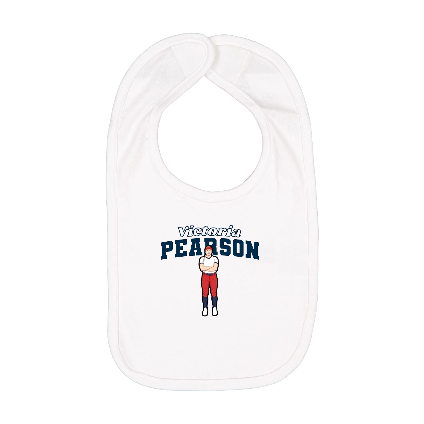 Infant Bib — Name Arch in White