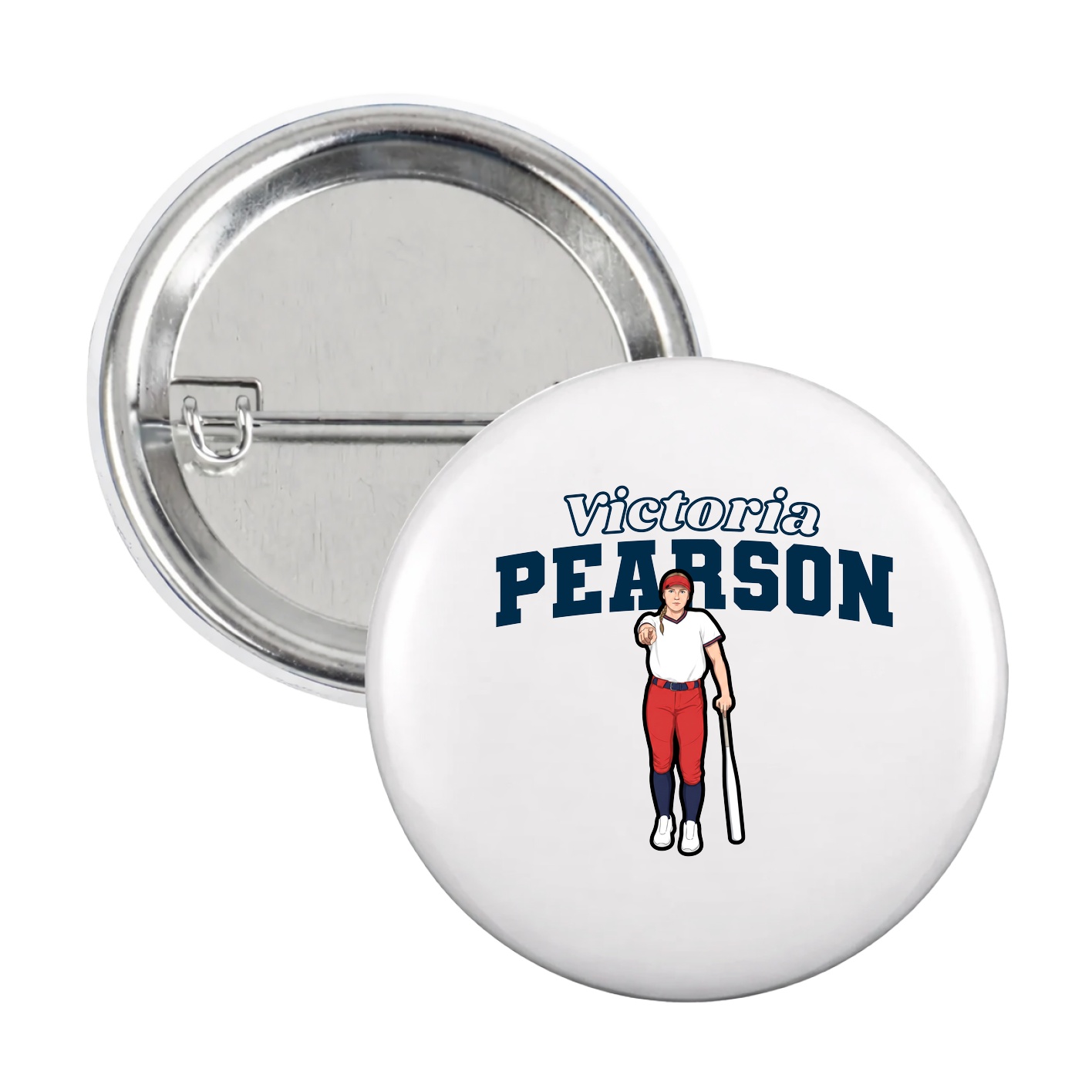 Game Day Button — Name Arch in White