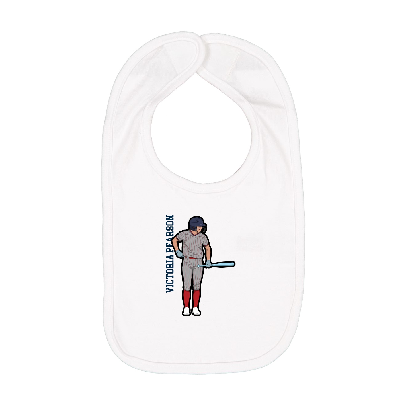 Infant Bib — Name Vertical in White