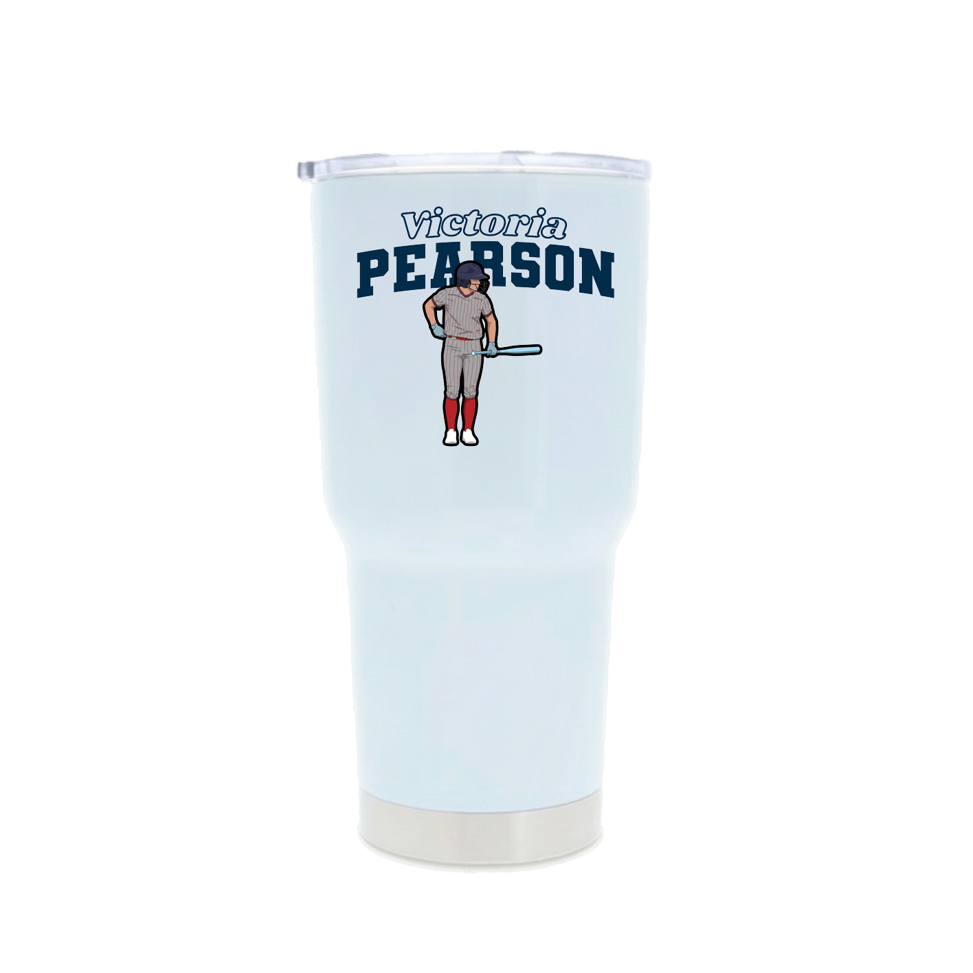 30oz Stainless Steel Tumbler — Name Arch in White