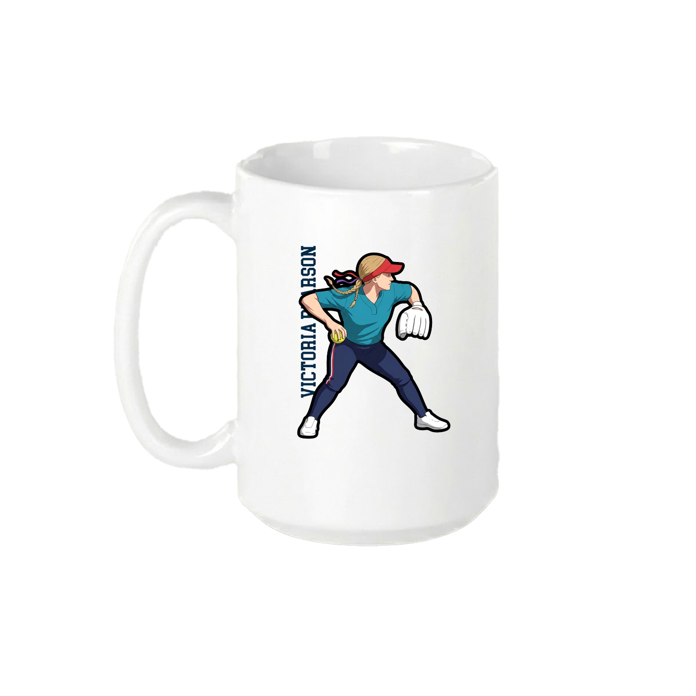 15oz Coffee Mug — Name Vertical in White