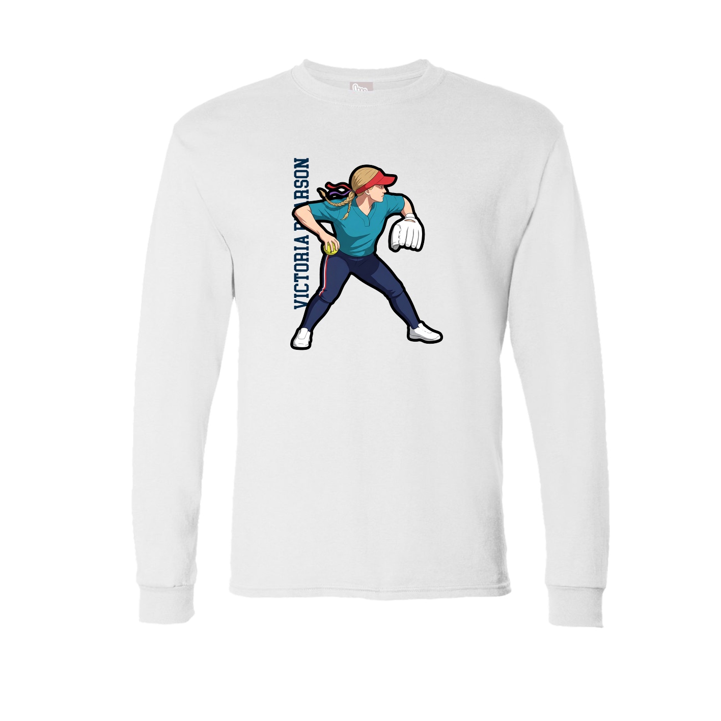 Long Sleeve Tee — Name Vertical in White