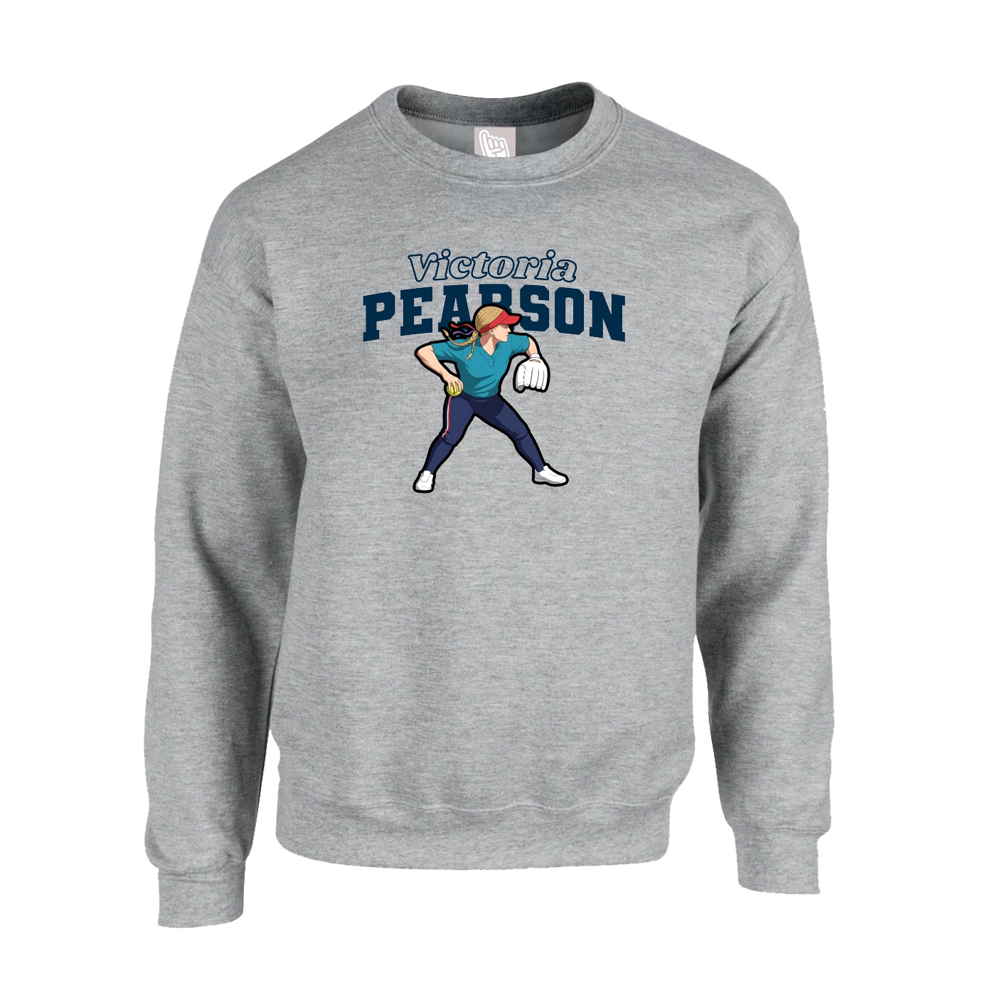 Fleece Crew — Name Arch in Grey