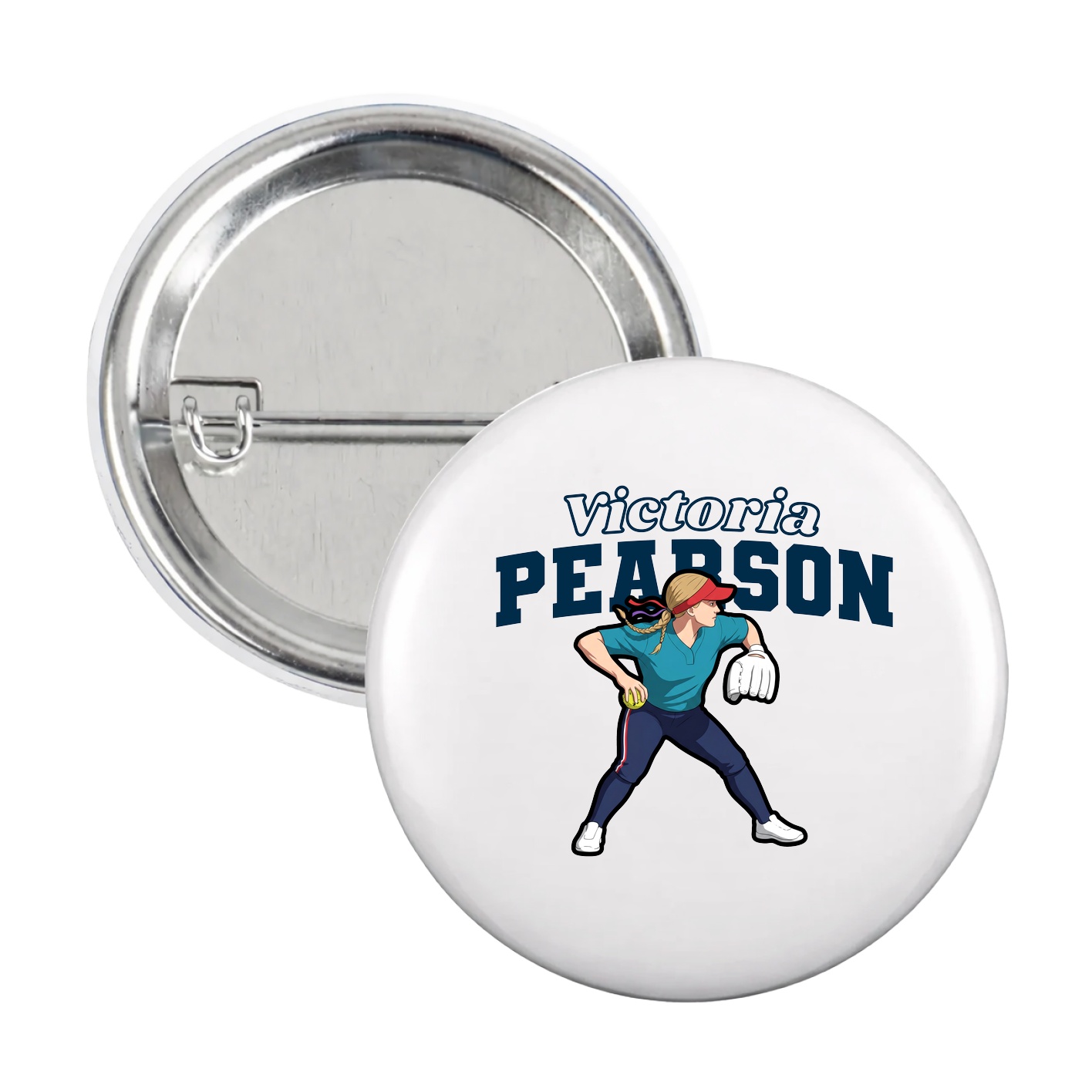 Game Day Button — Name Arch in White