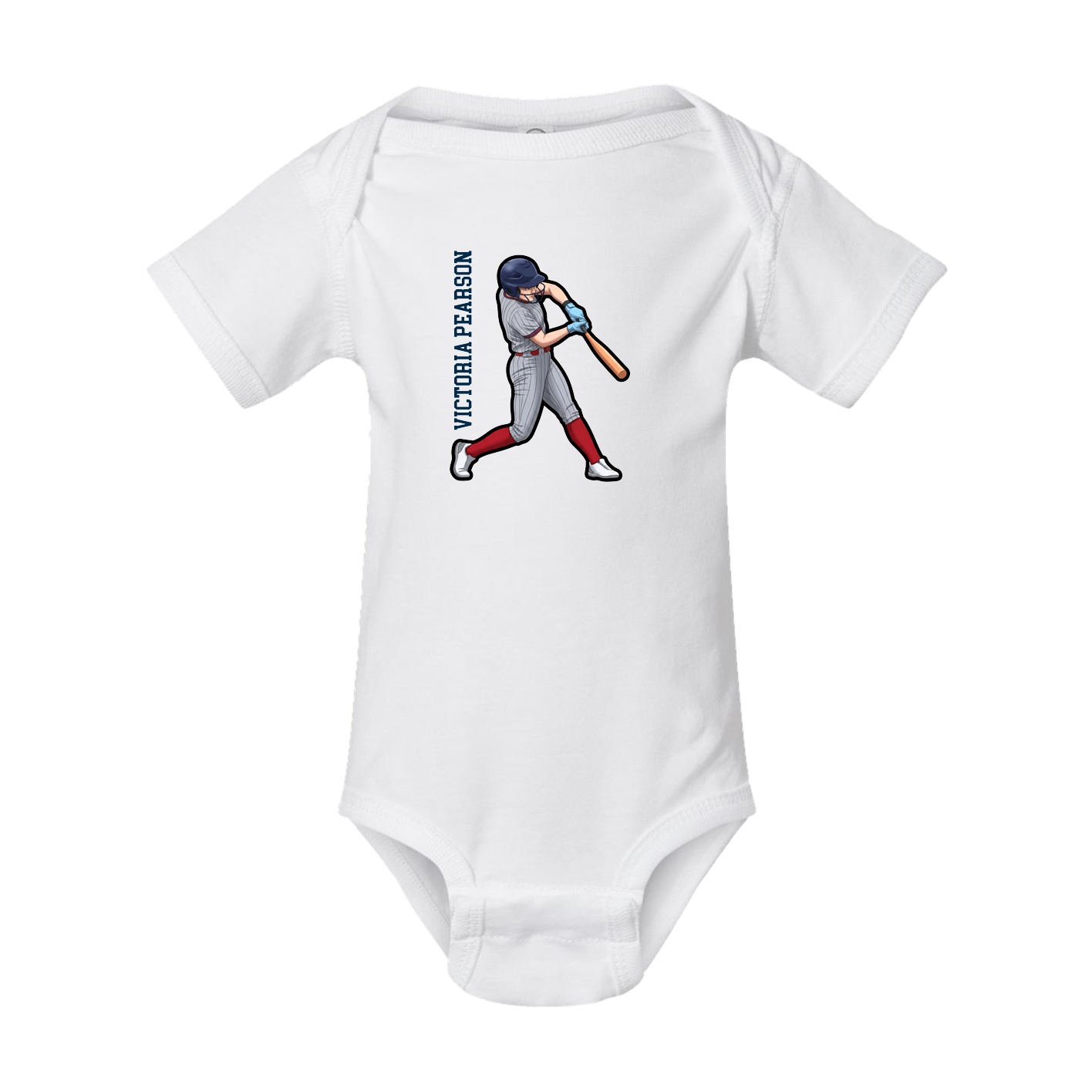 Baby Onesie — Name Vertical in White