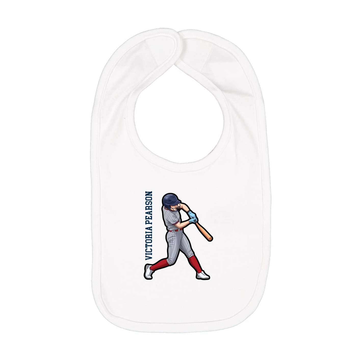Infant Bib — Name Vertical in White