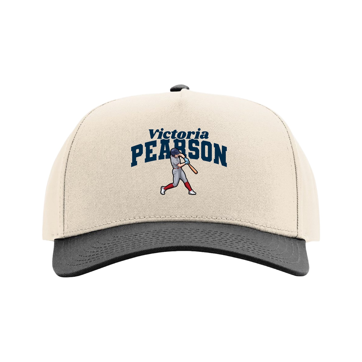 Full Fabric Five-Panel Champ Cap — Signature Arch in Cream/Black
