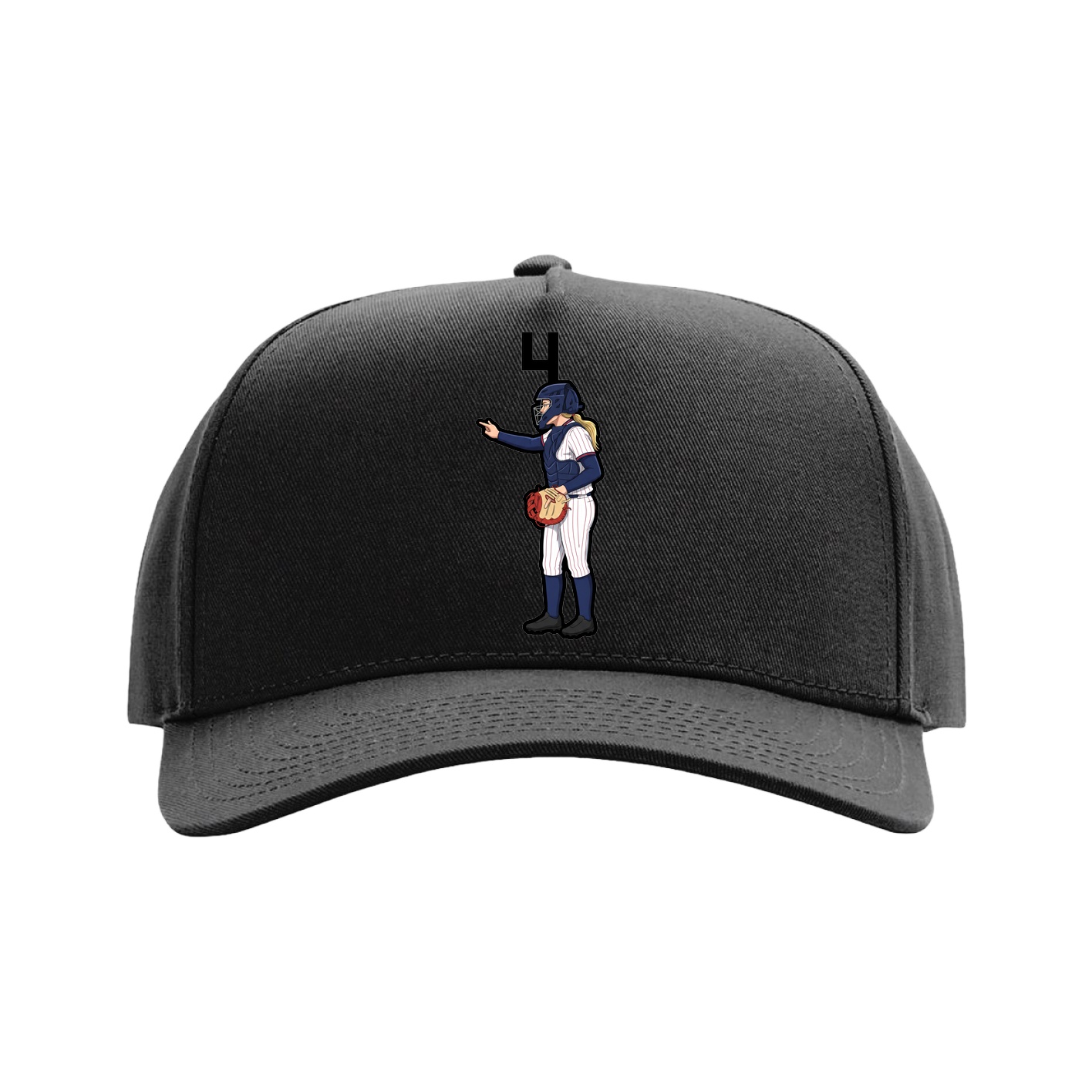 Full Fabric Five-Panel Champ Cap — Number Top in Black