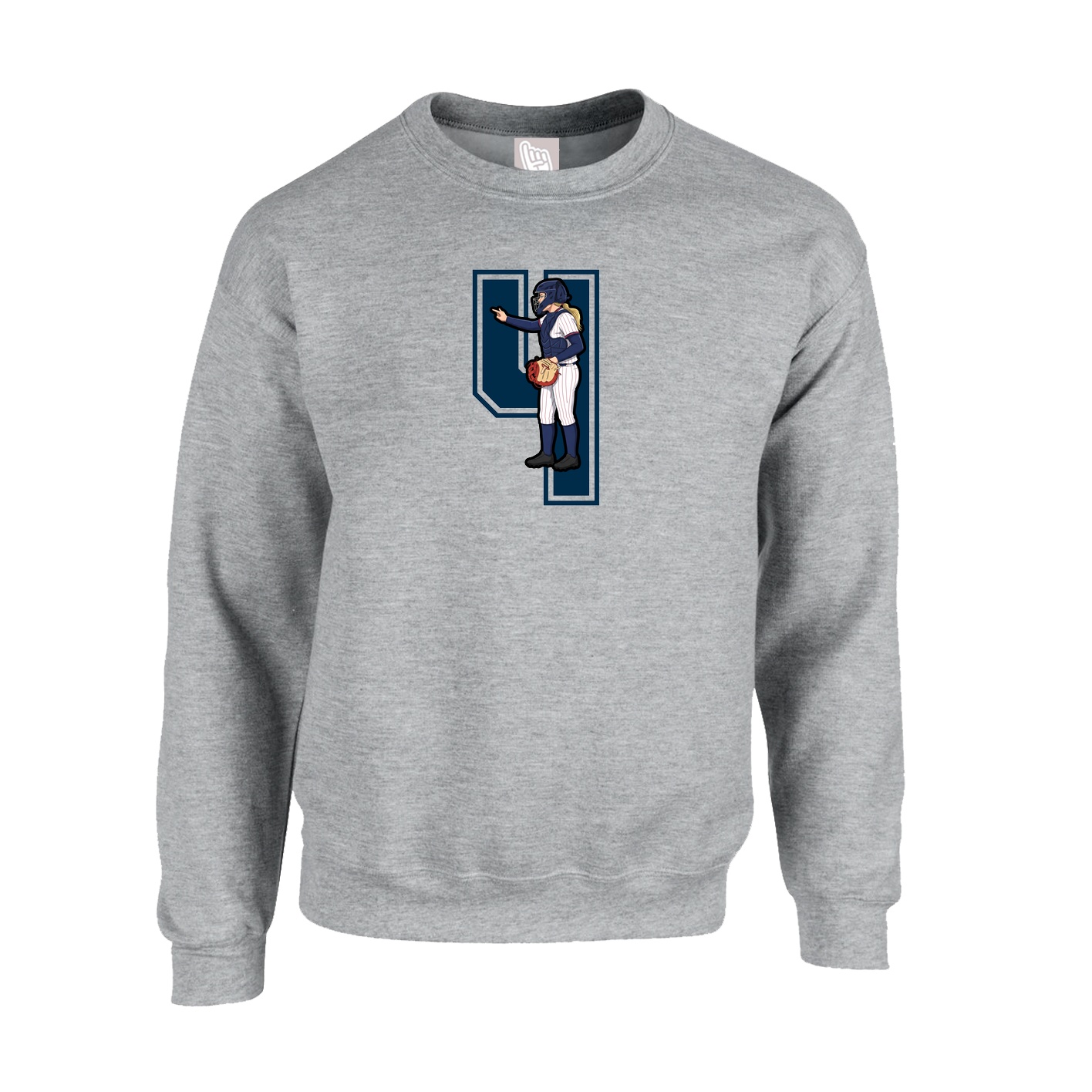 Fleece Crew — Number in Grey