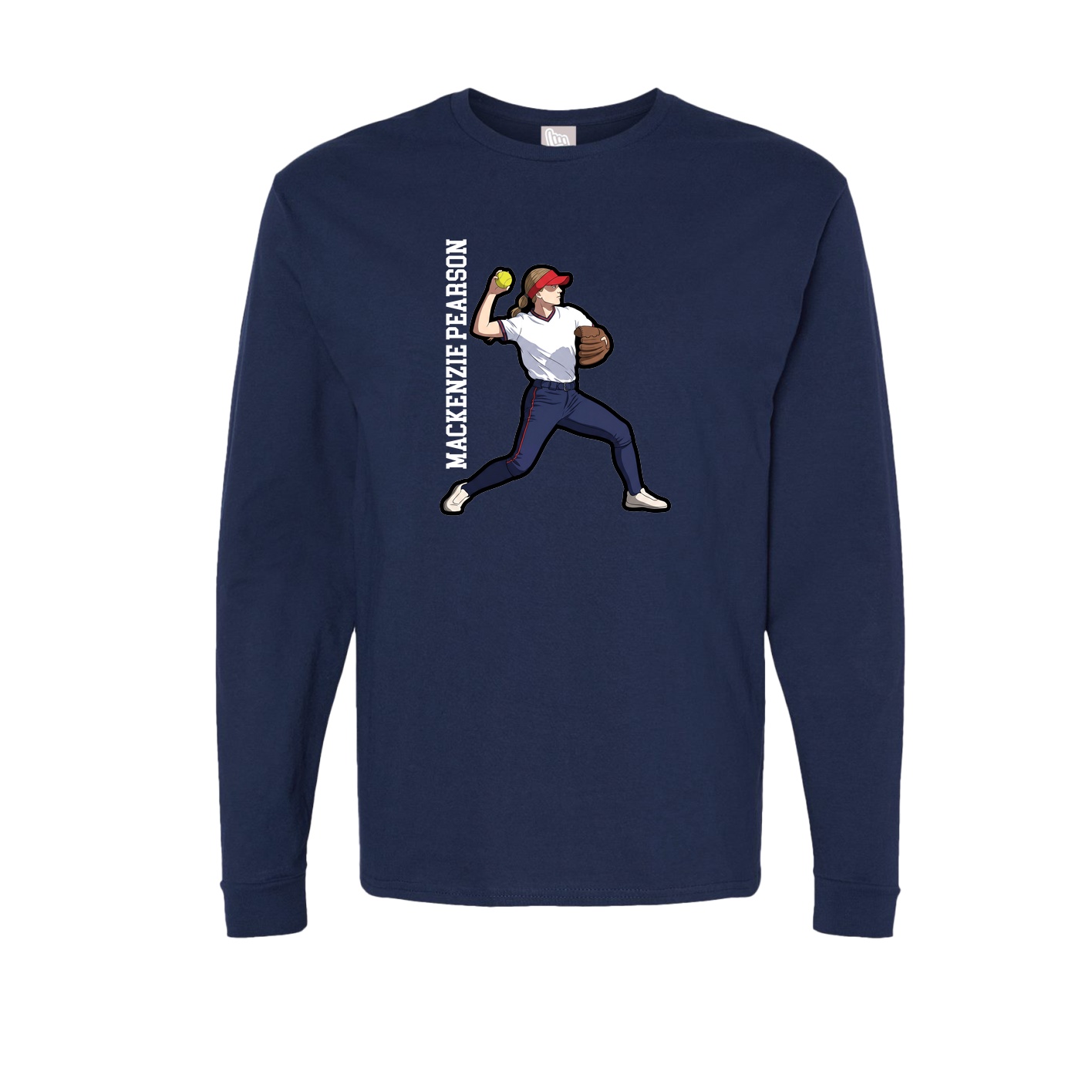Long Sleeve Tee — Name Vertical in Navy