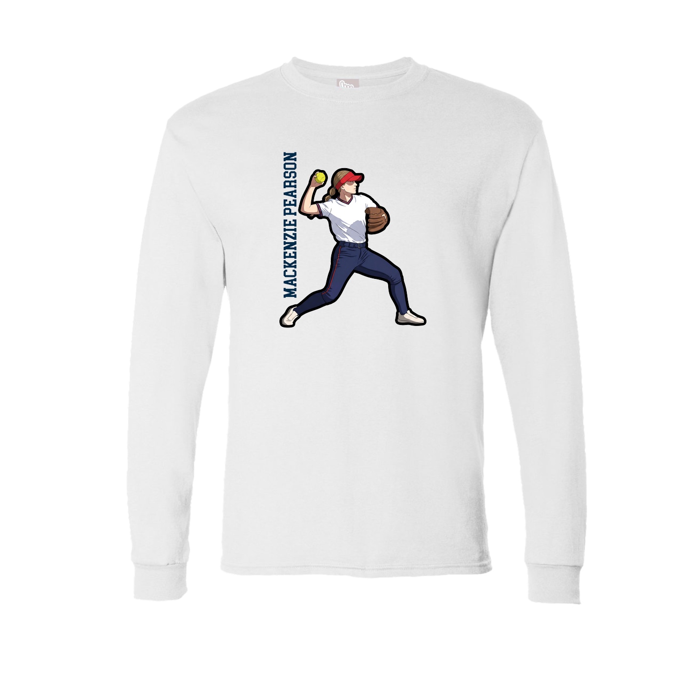Long Sleeve Tee — Name Vertical in White