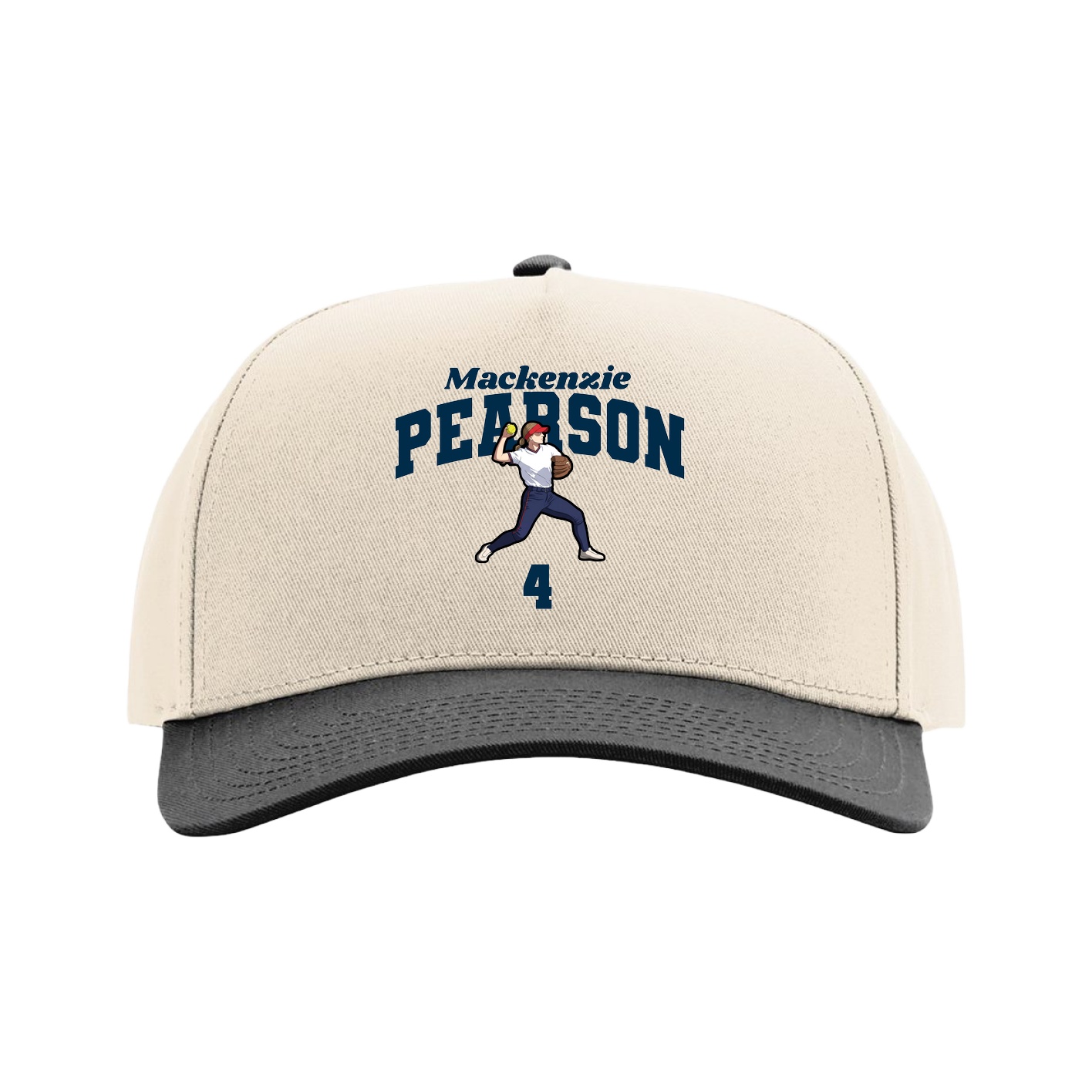 Full Fabric Five-Panel Champ Cap — Signature Arch in Cream/Black