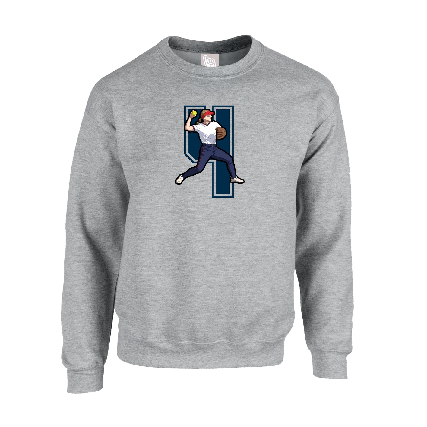 Fleece Crew — Number in Grey