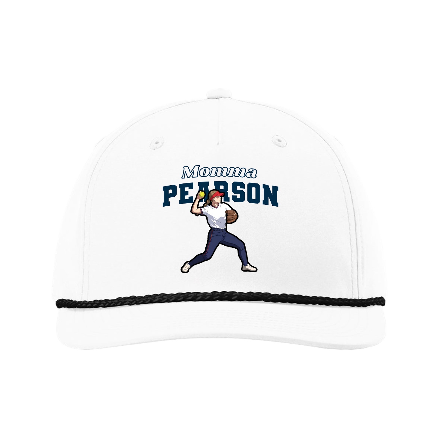 Five-Panel Classic Rope Cap — Mothers Day Block in White