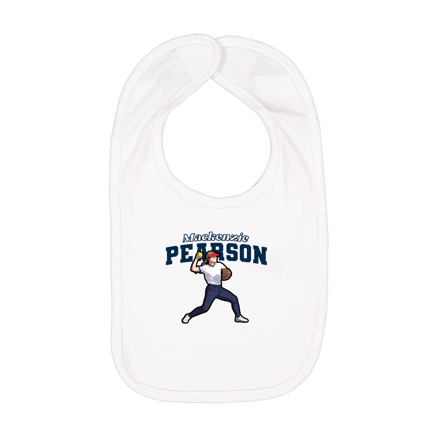 Infant Bib — Name Arch in White